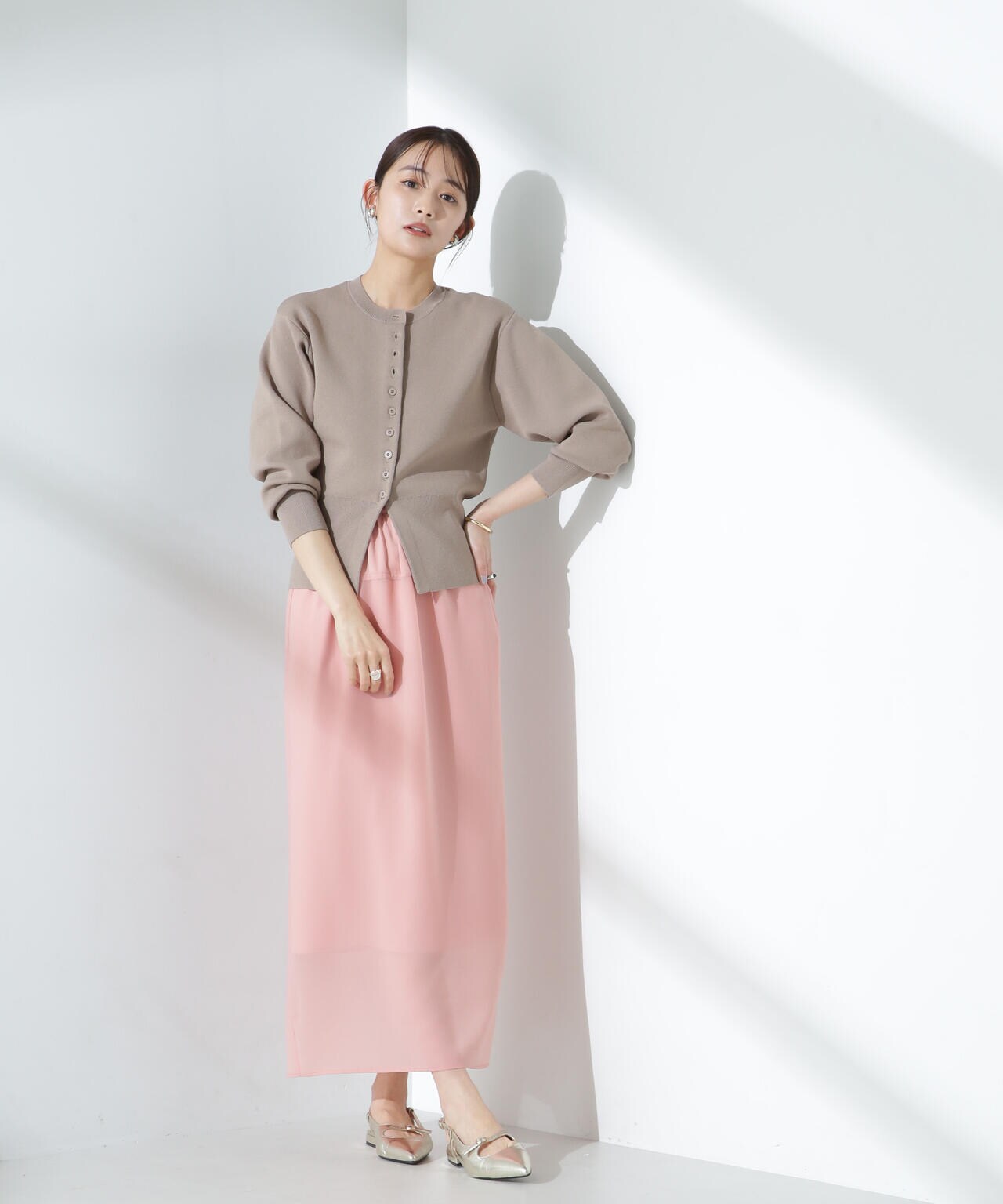 ダブルジャガードクルーネックニットカーディガン