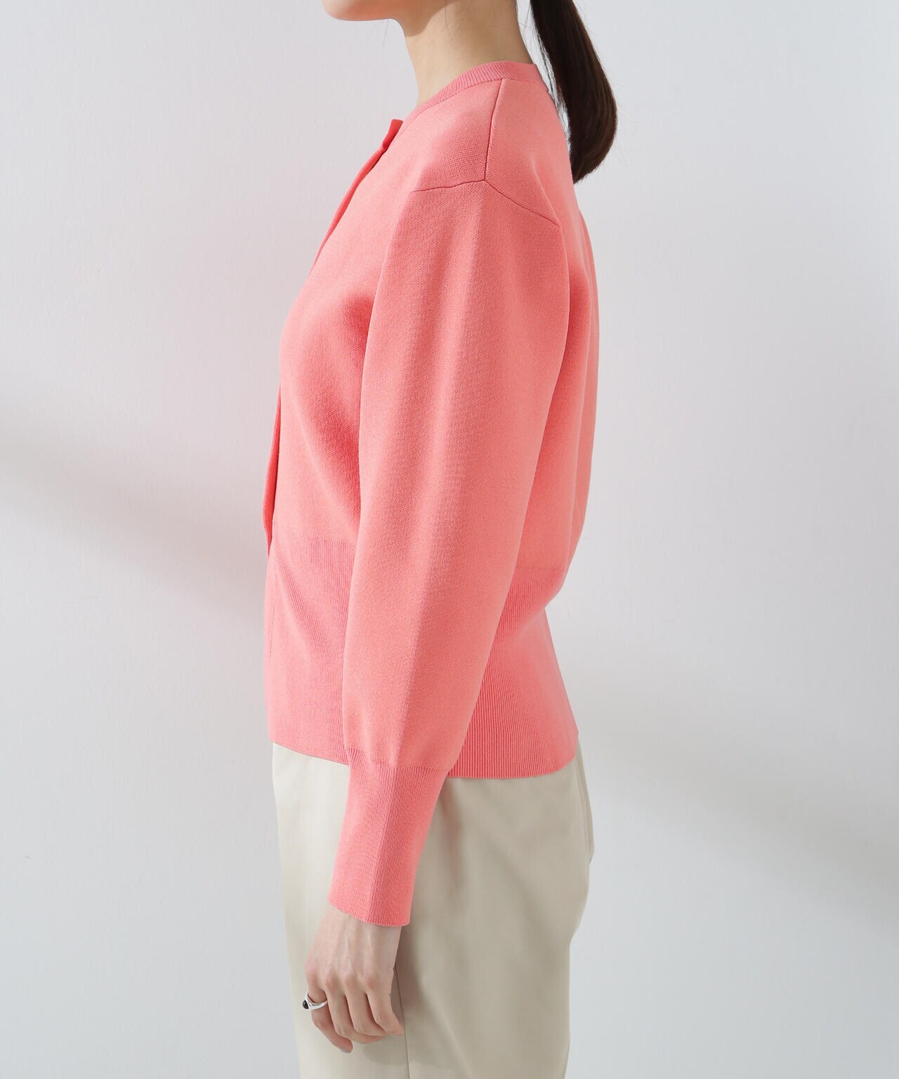 ダブルジャガードクルーネックニットカーディガン