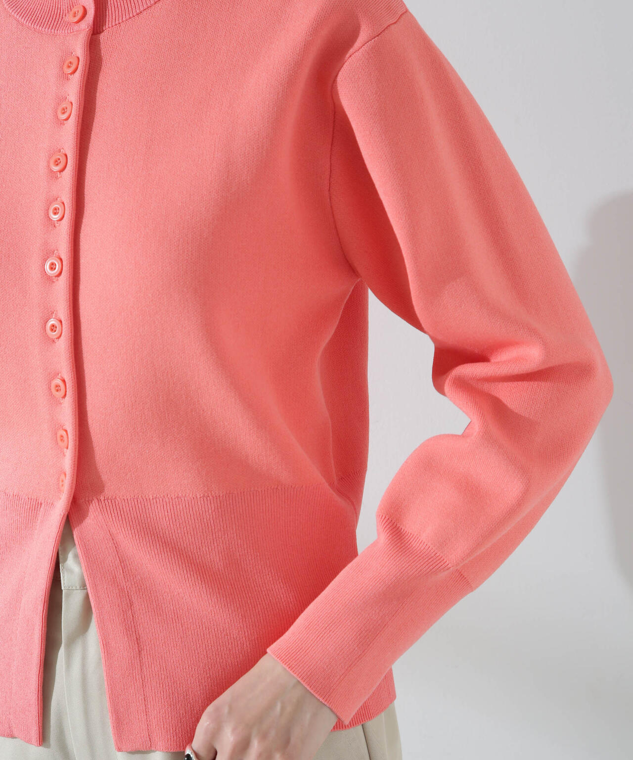 ダブルジャガードクルーネックニットカーディガン