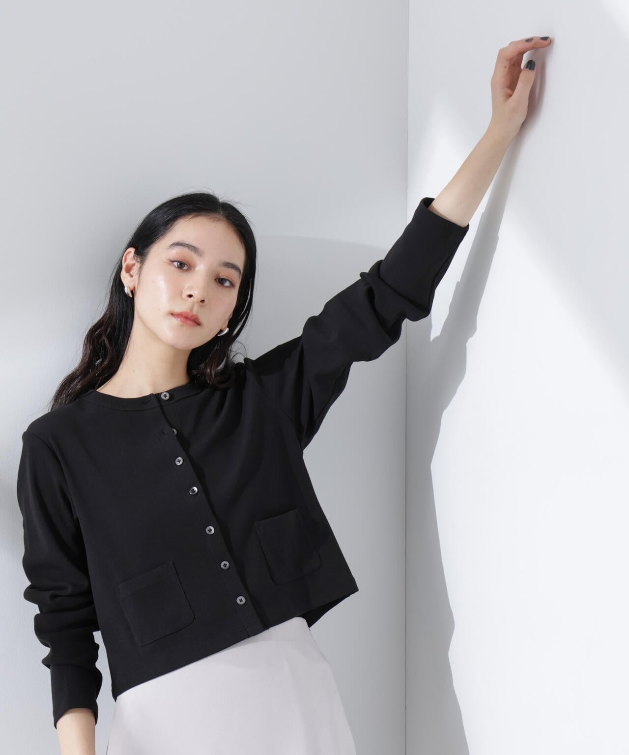 強撚コットンコンパクトカーディガン