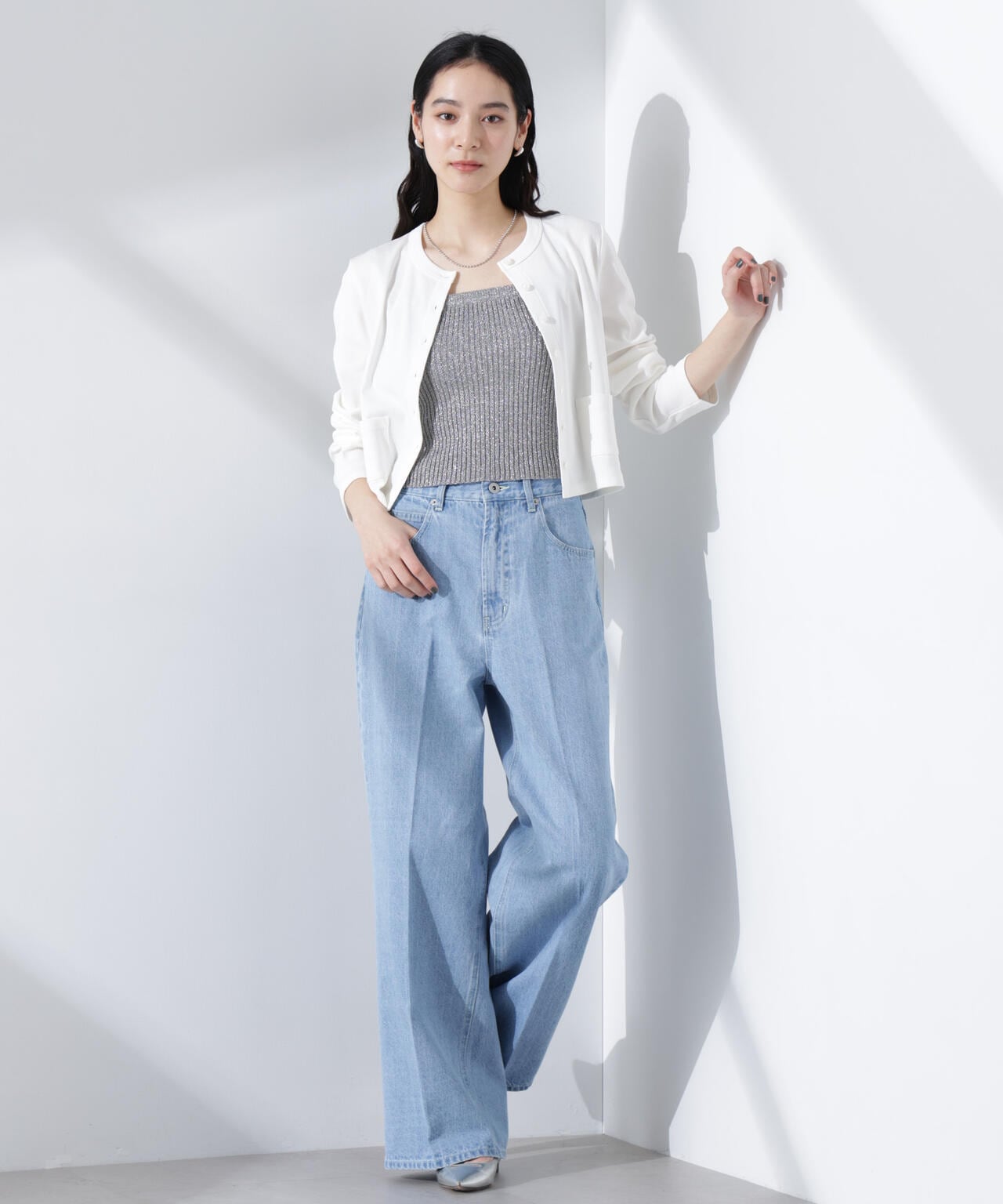 強撚コットンコンパクトカーディガン