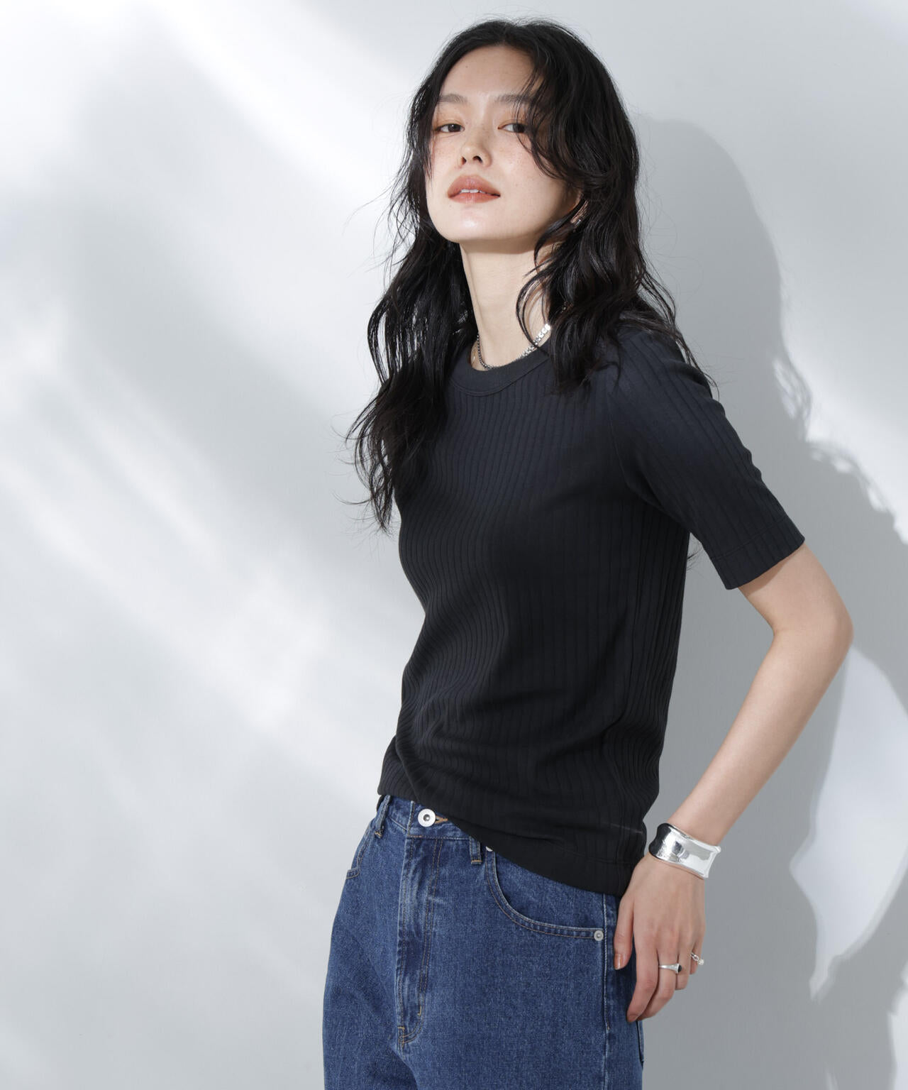 Anti Soaked(R) 汗染み防止クルーネックリブTシャツ