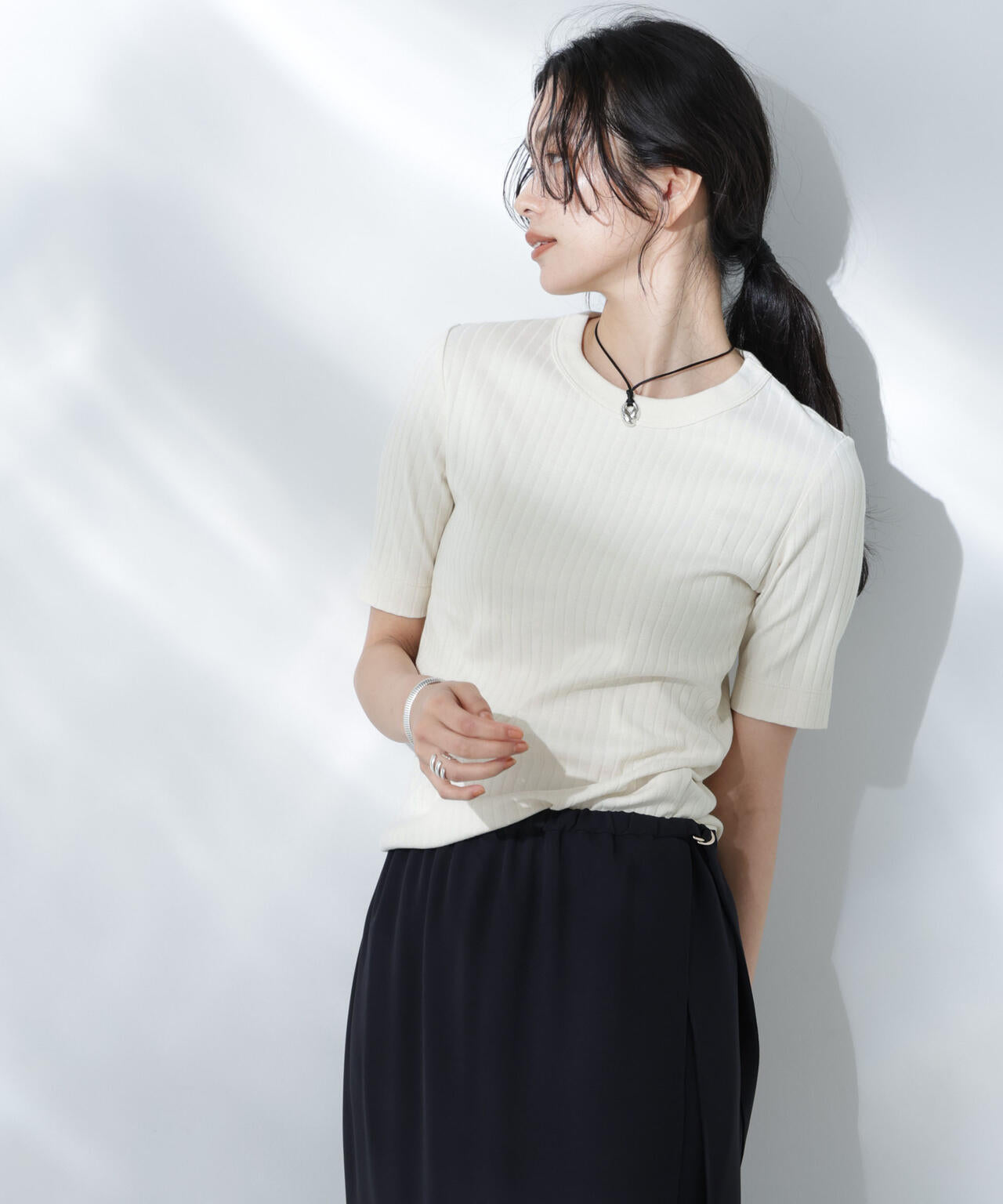 Anti Soaked(R) 汗染み防止クルーネックリブTシャツ