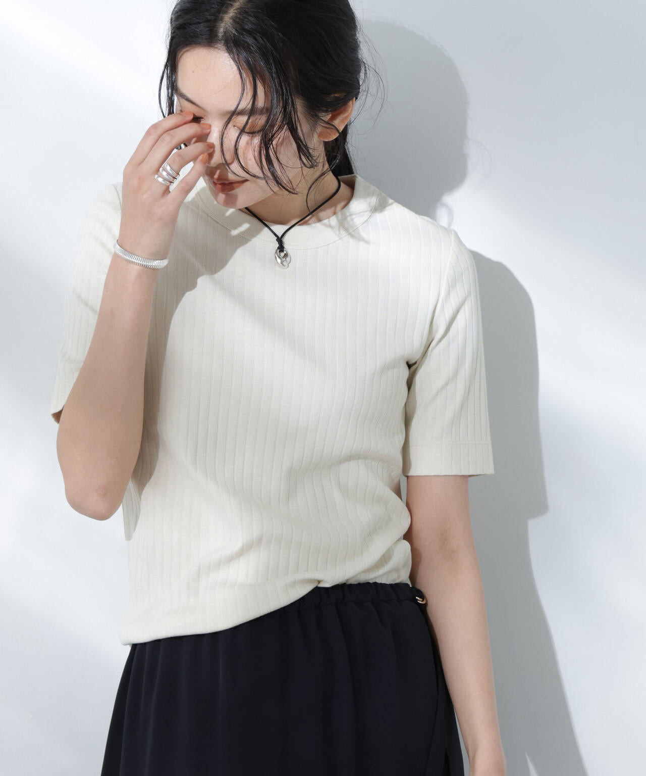 Anti Soaked(R) 汗染み防止クルーネックリブTシャツ