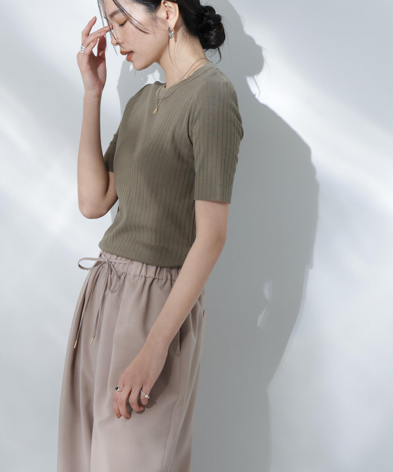 Anti Soaked(R) 汗染み防止クルーネックリブTシャツ