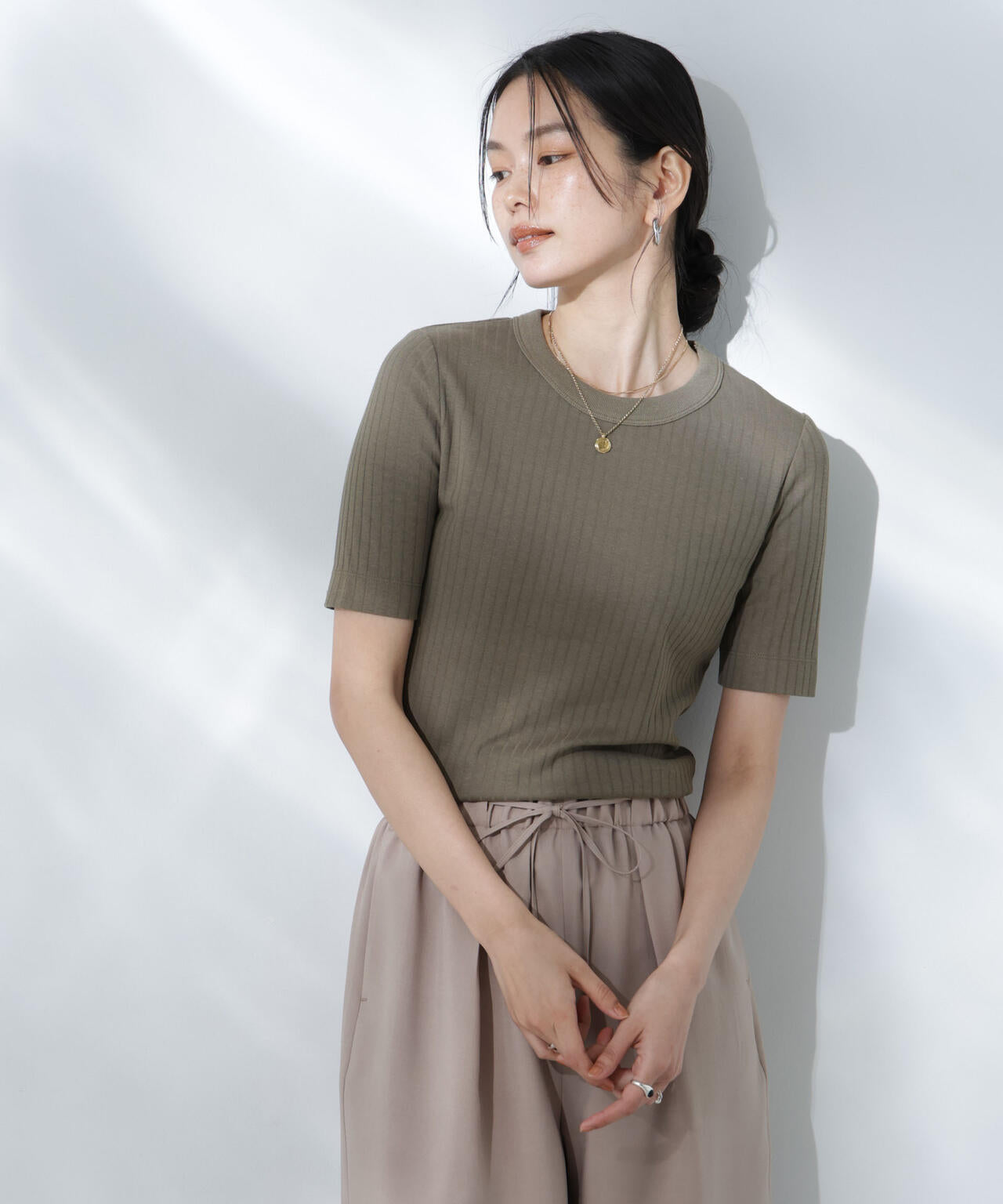 Anti Soaked(R) 汗染み防止クルーネックリブTシャツ