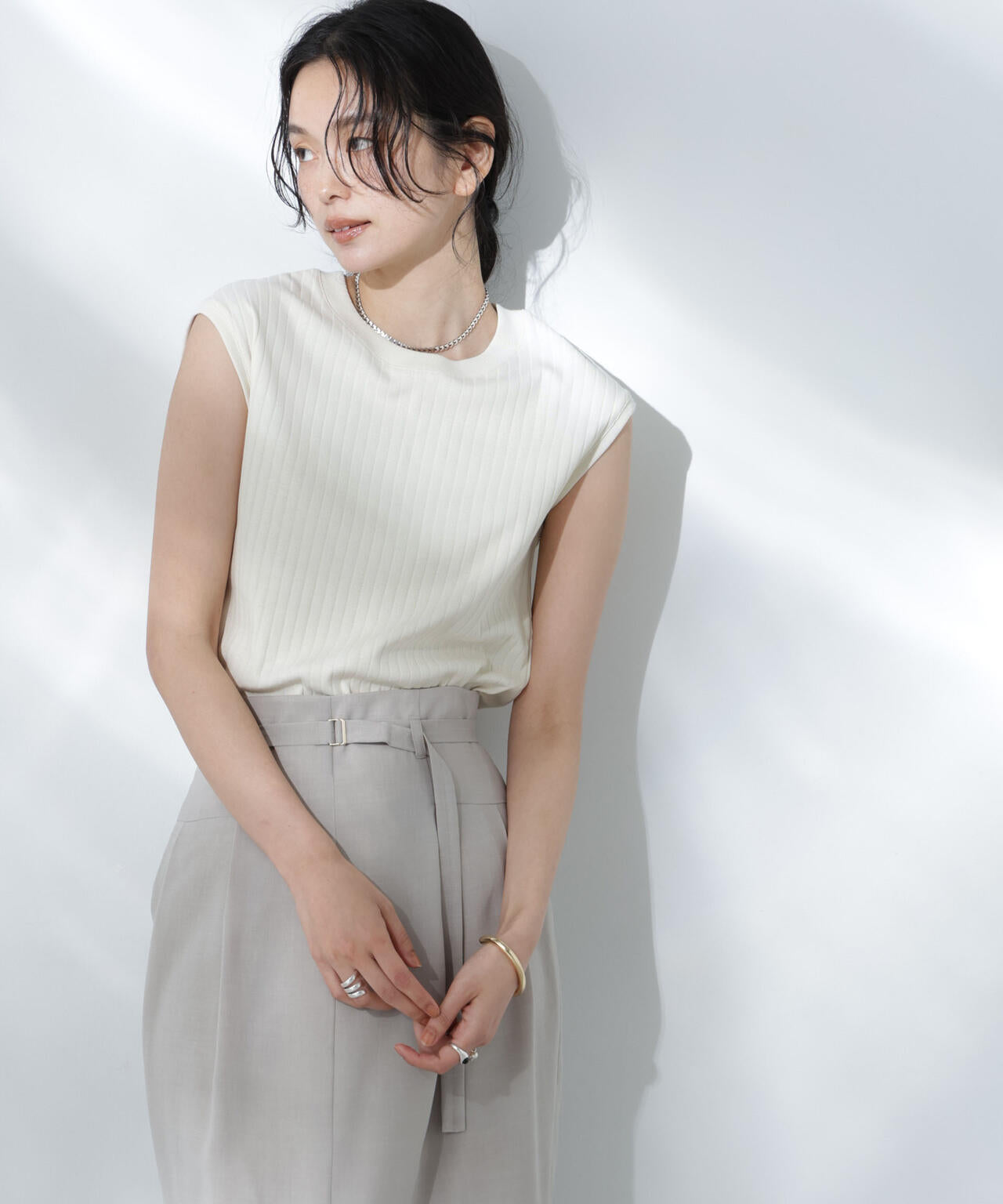 Anti Soaked(R) 汗染み防止リブノースリーブTシャツ(セットアップ可)
