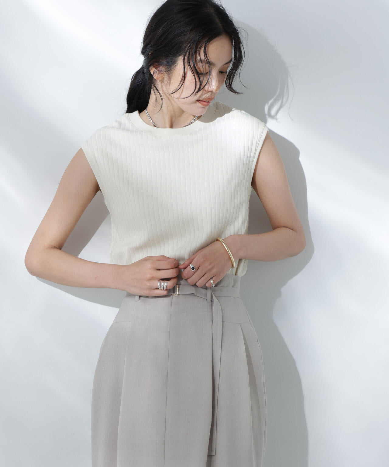 Anti Soaked(R) 汗染み防止リブノースリーブTシャツ(セットアップ可)