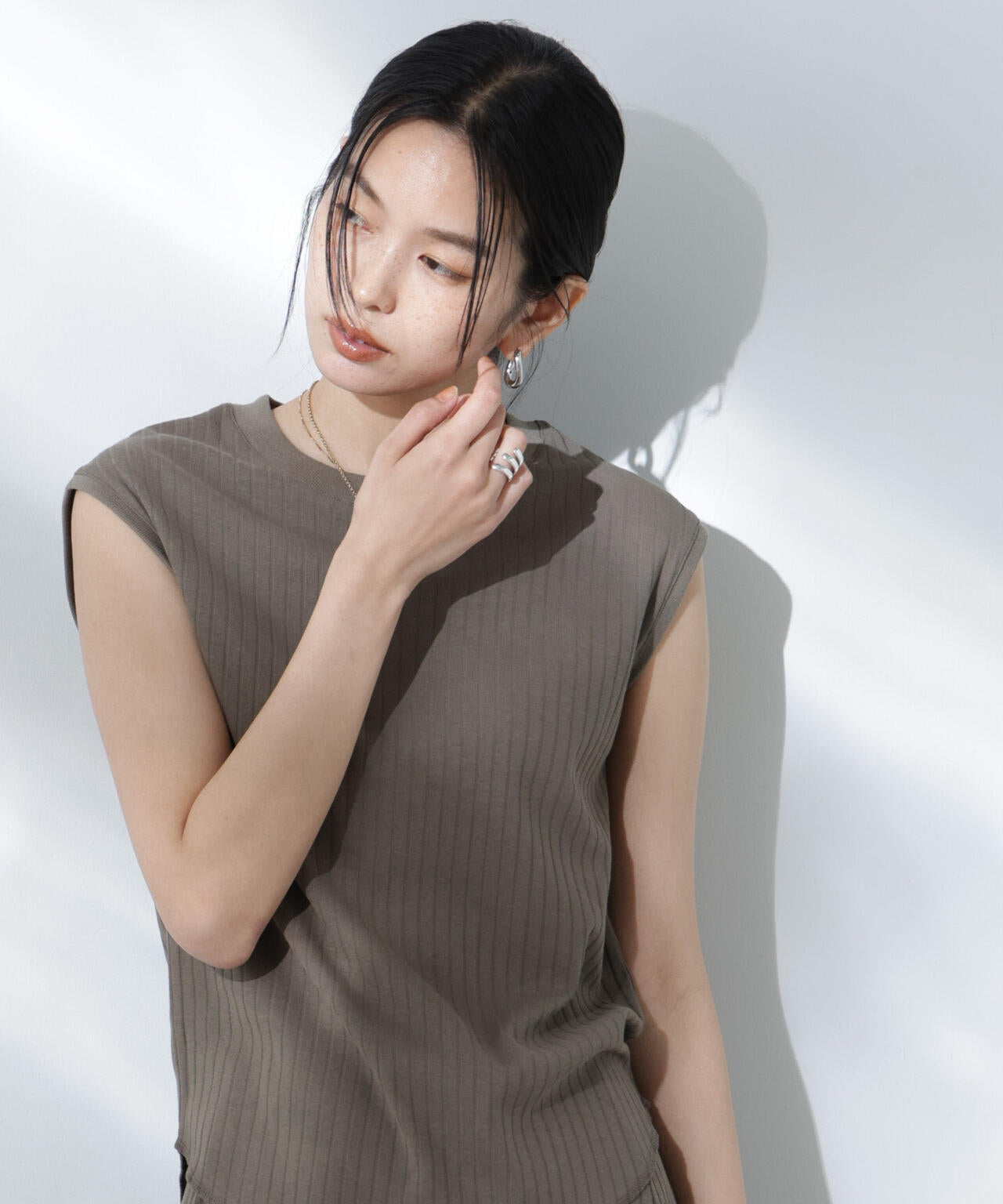 Anti Soaked(R) 汗染み防止リブノースリーブTシャツ(セットアップ可)