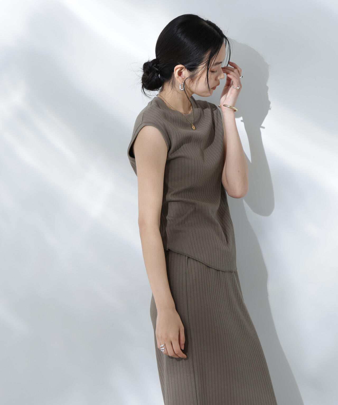 Anti Soaked(R) 汗染み防止リブノースリーブTシャツ(セットアップ可)