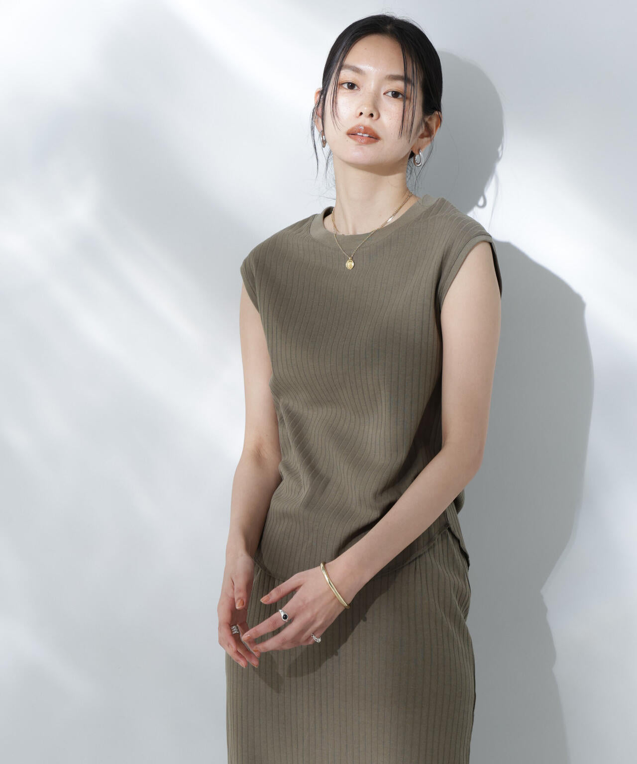 Anti Soaked(R) 汗染み防止リブノースリーブTシャツ(セットアップ可)
