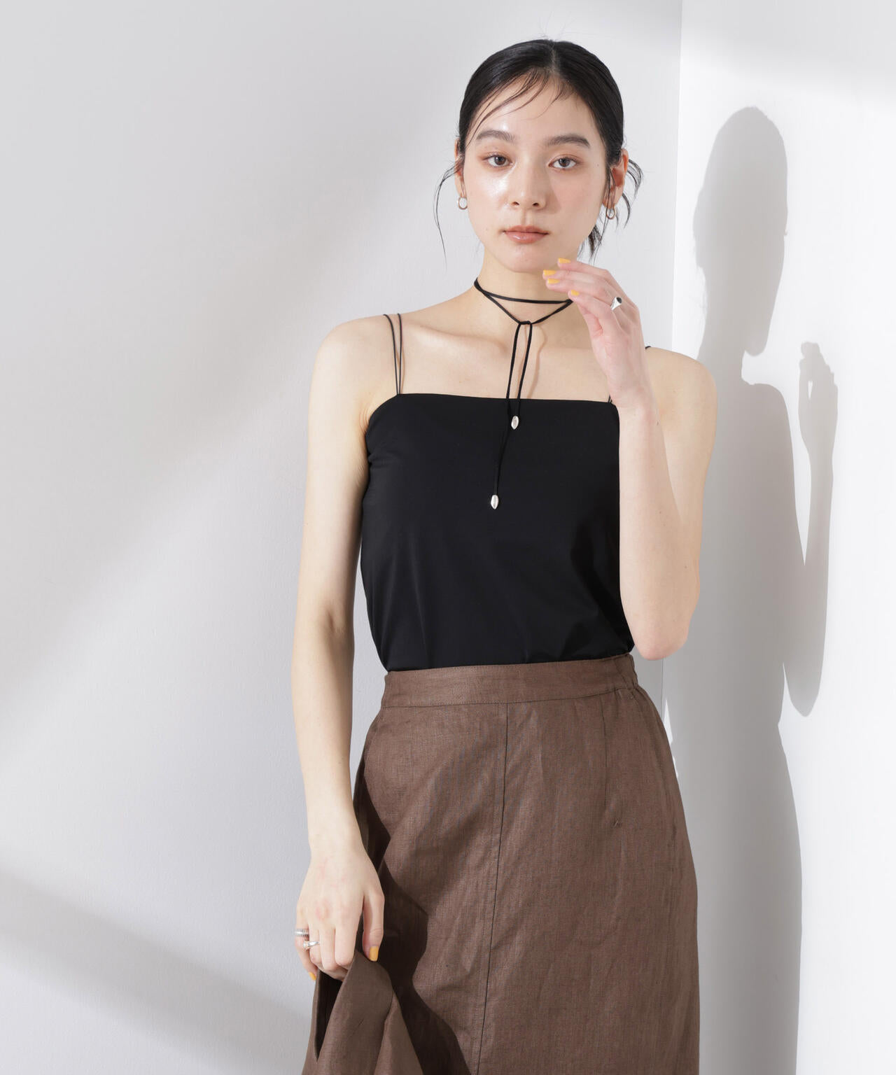 ストレッチポンチカップ付きベアトップキャミソール