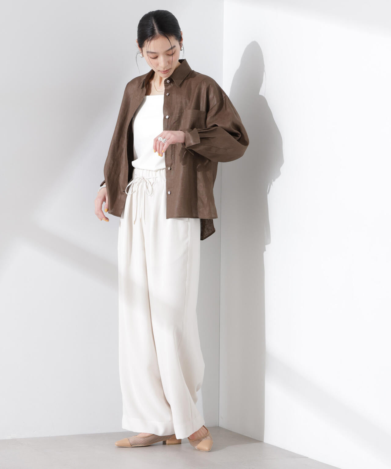 ストレッチポンチカップ付きベアトップキャミソール