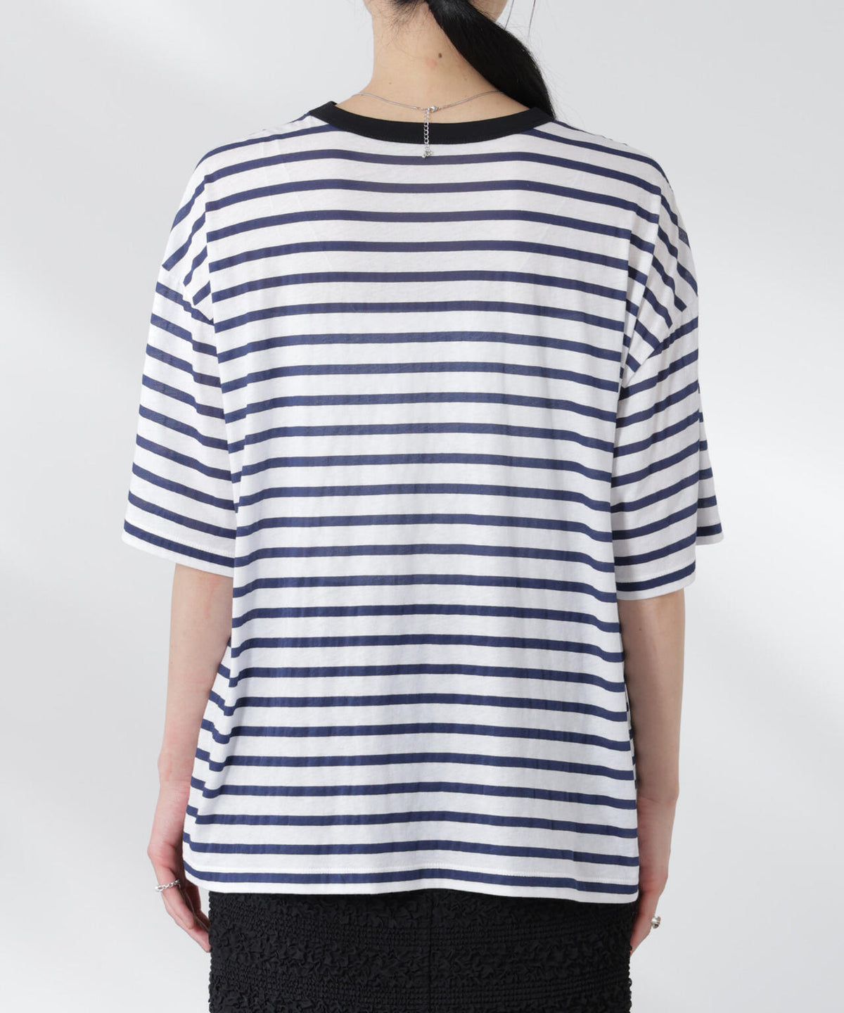 ボーダーシアーコットンTシャツ