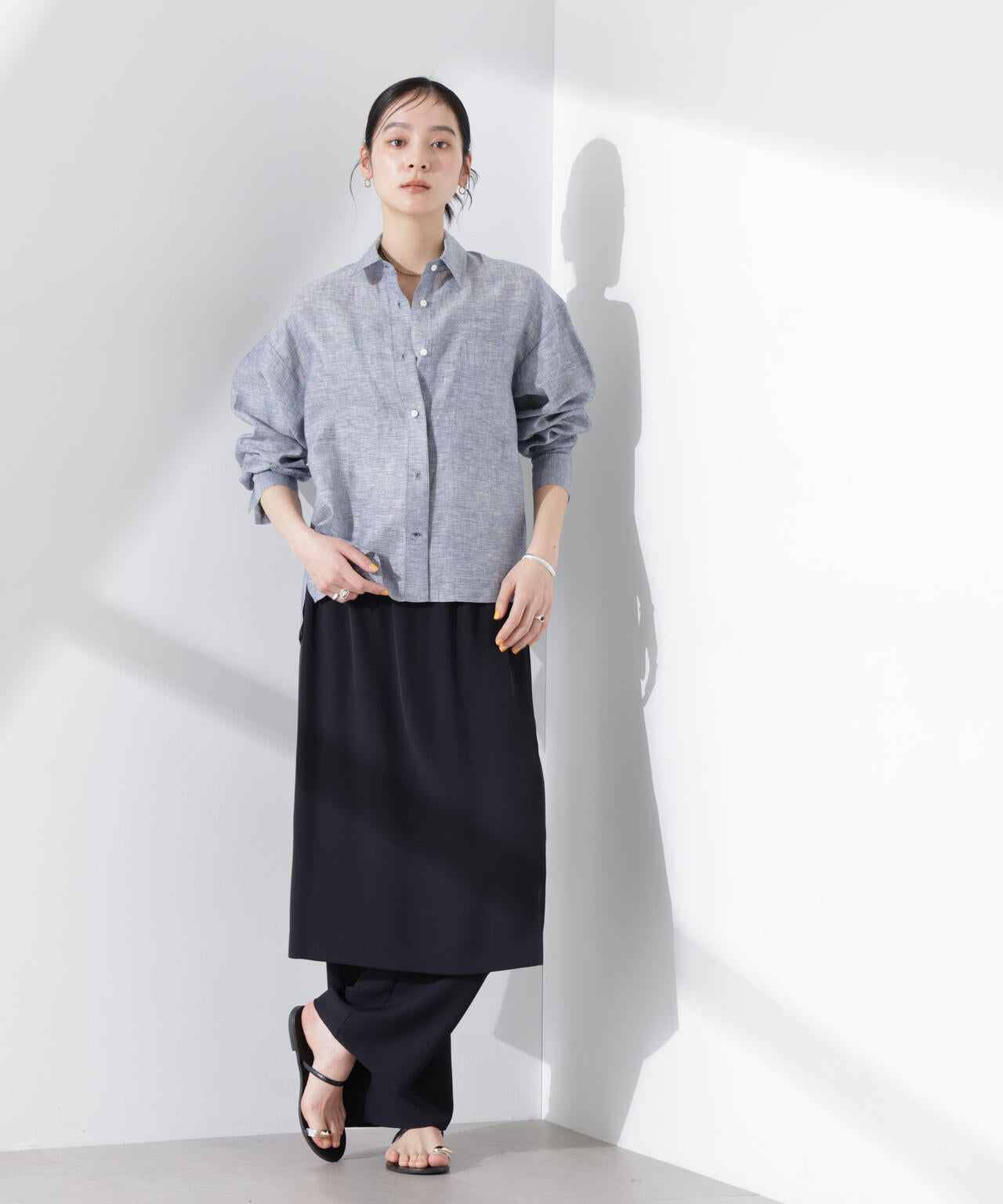 ラップスカート付きツイルパンツ