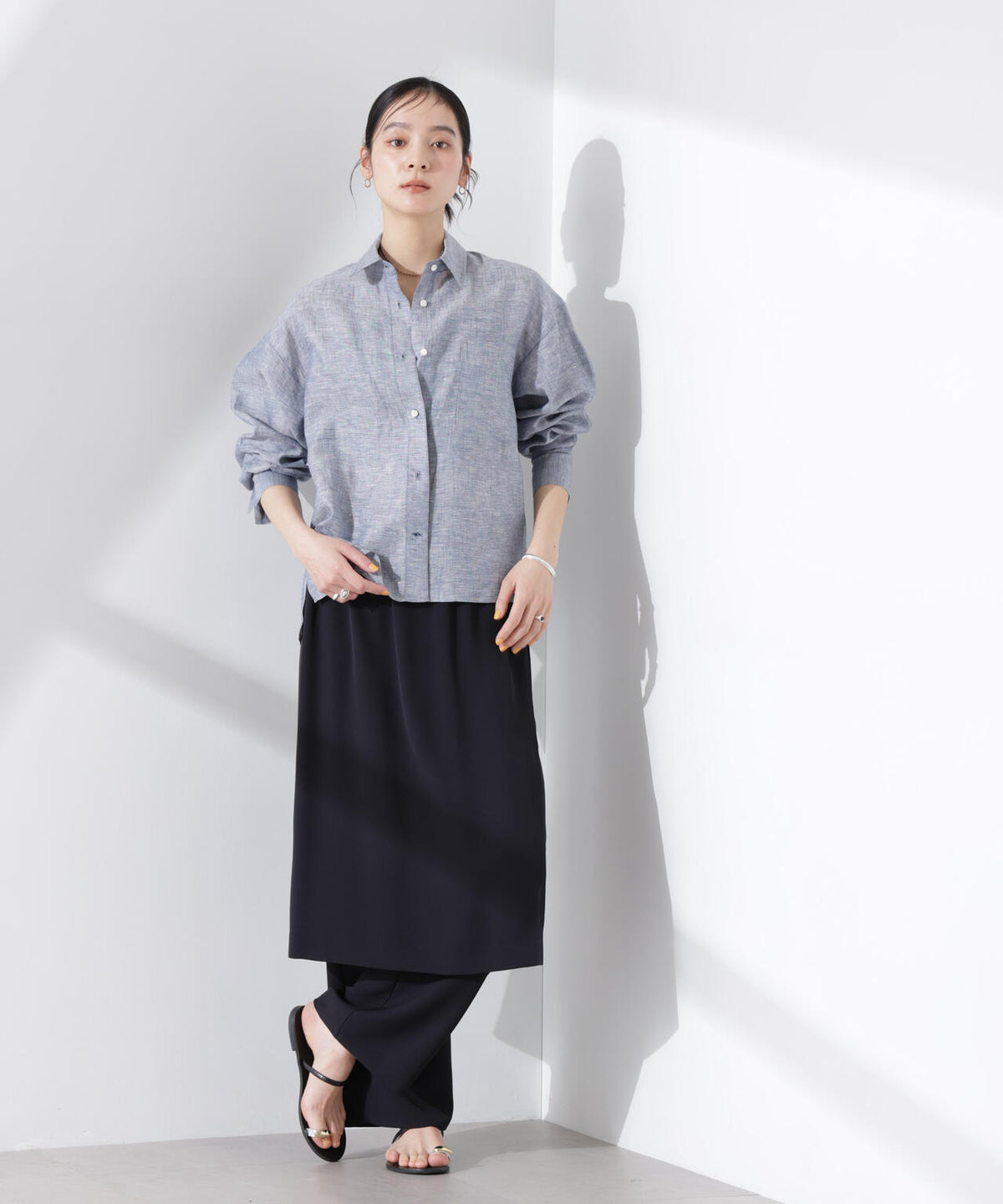 ラップスカート付きツイルパンツ