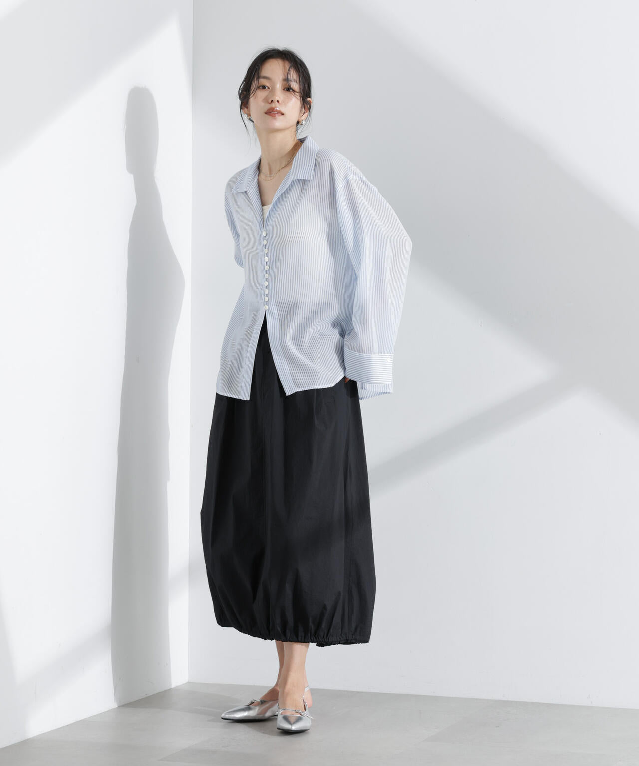 ナイロンワッシャードロストロングスカート