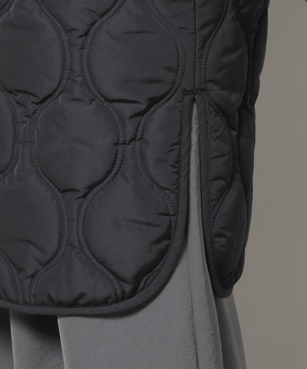 異素材コンビキルティングノーカラーコート