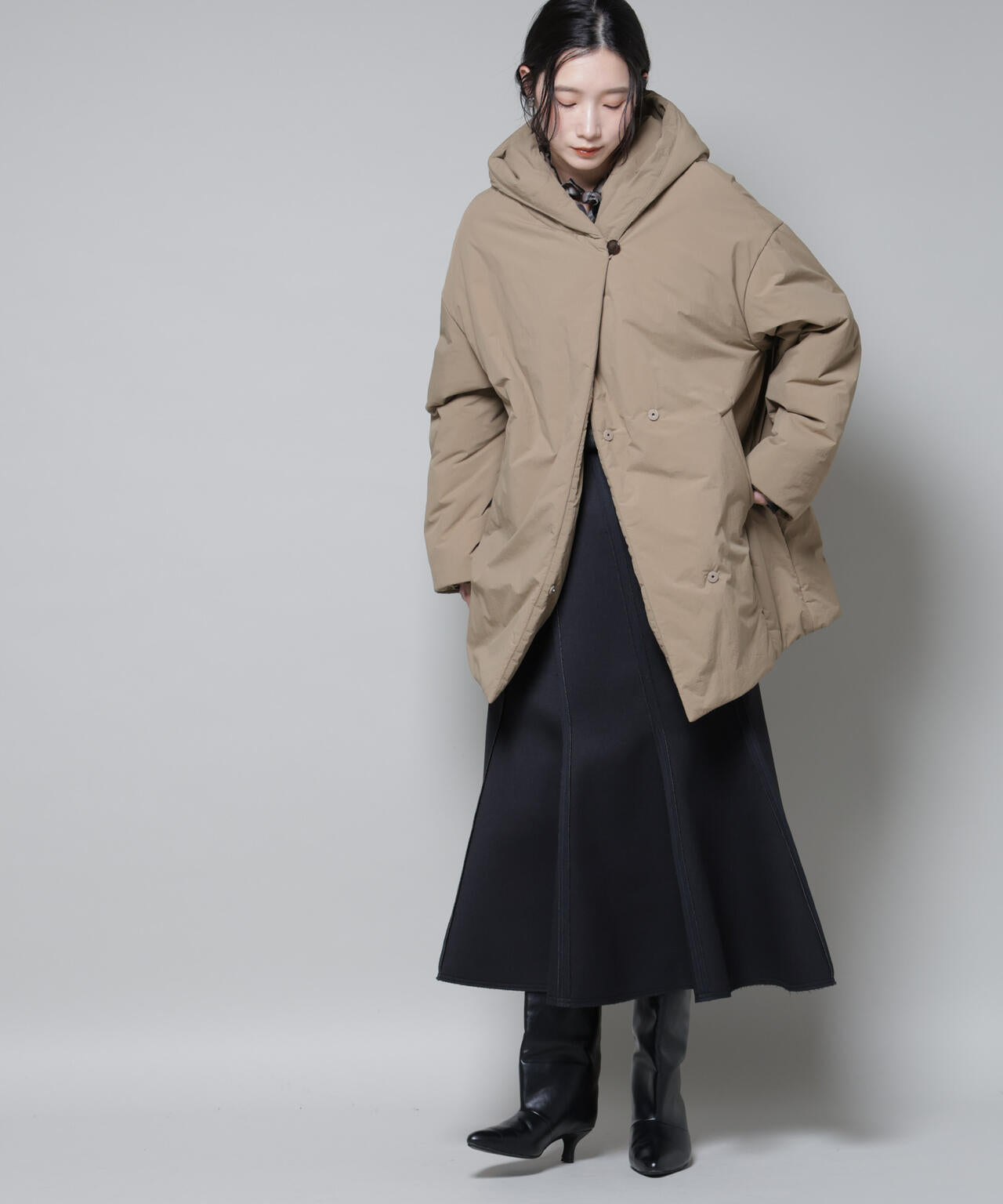 ETHERMALOFT(R)AEROGEL 中綿フードコクーンコート