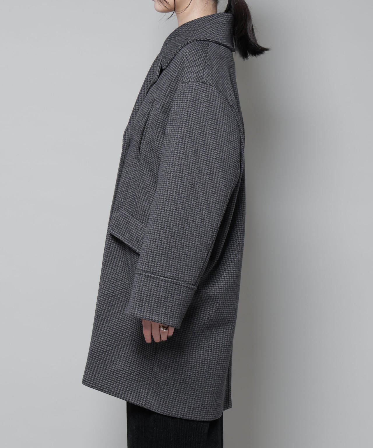 オーバーサイズポケットチェックコート