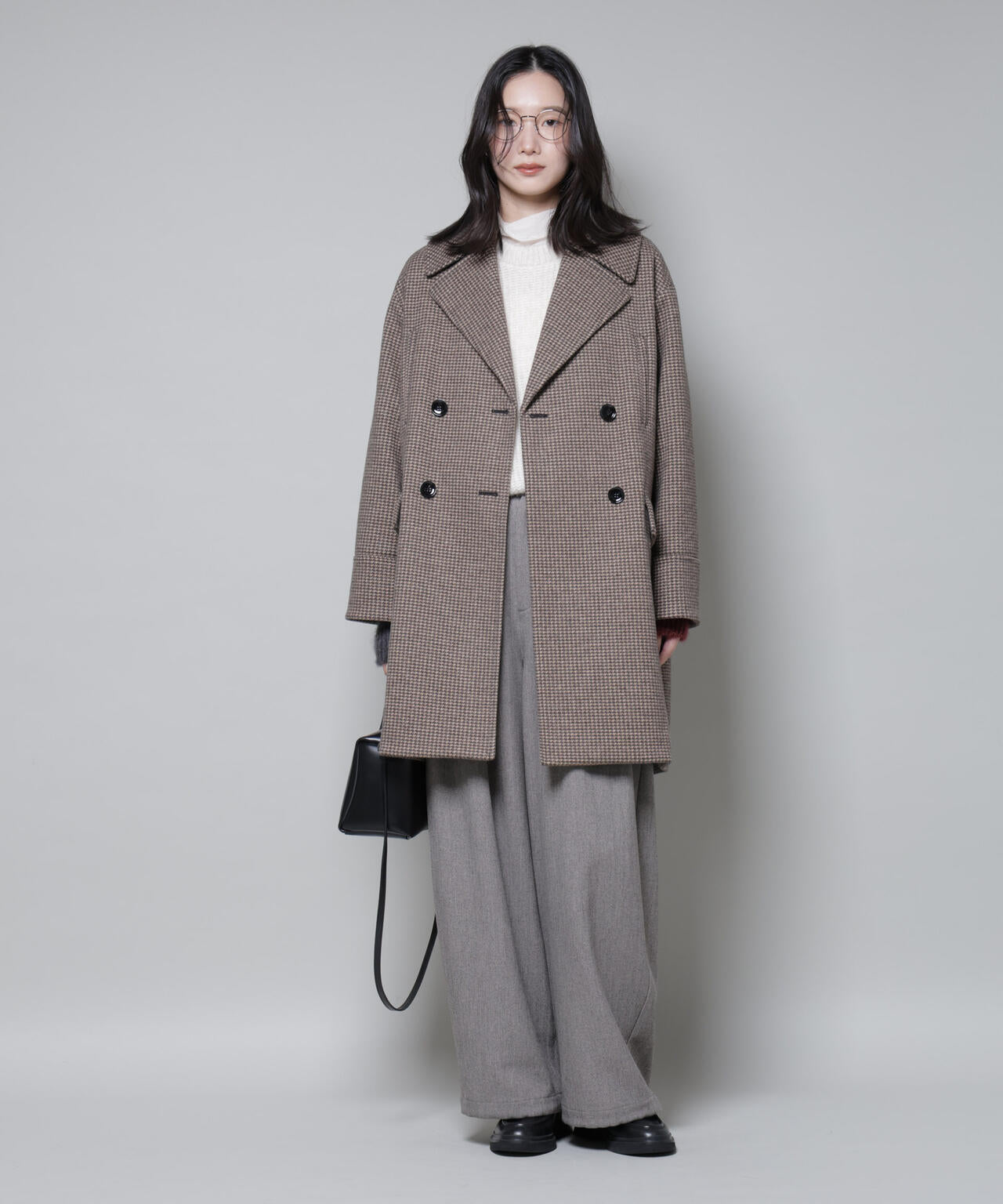 オーバーサイズポケットチェックコート