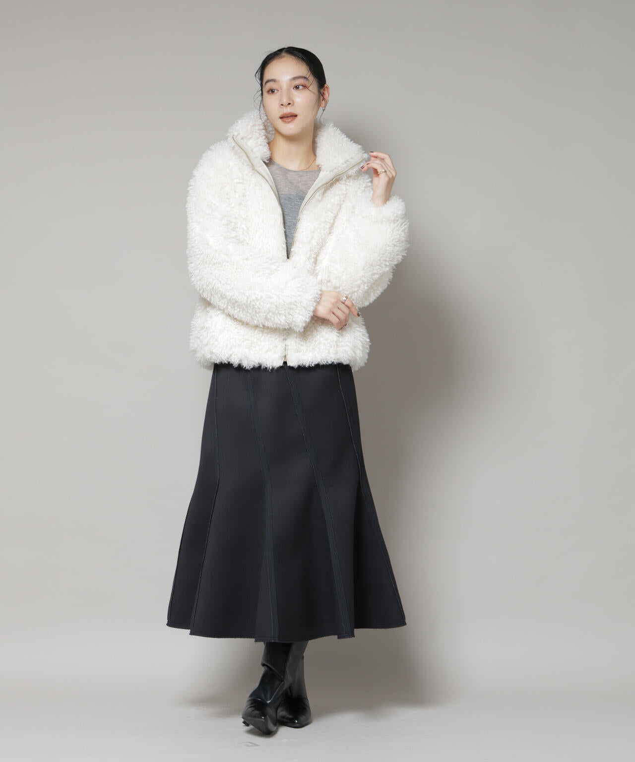 カーリーファースタンドブルゾン