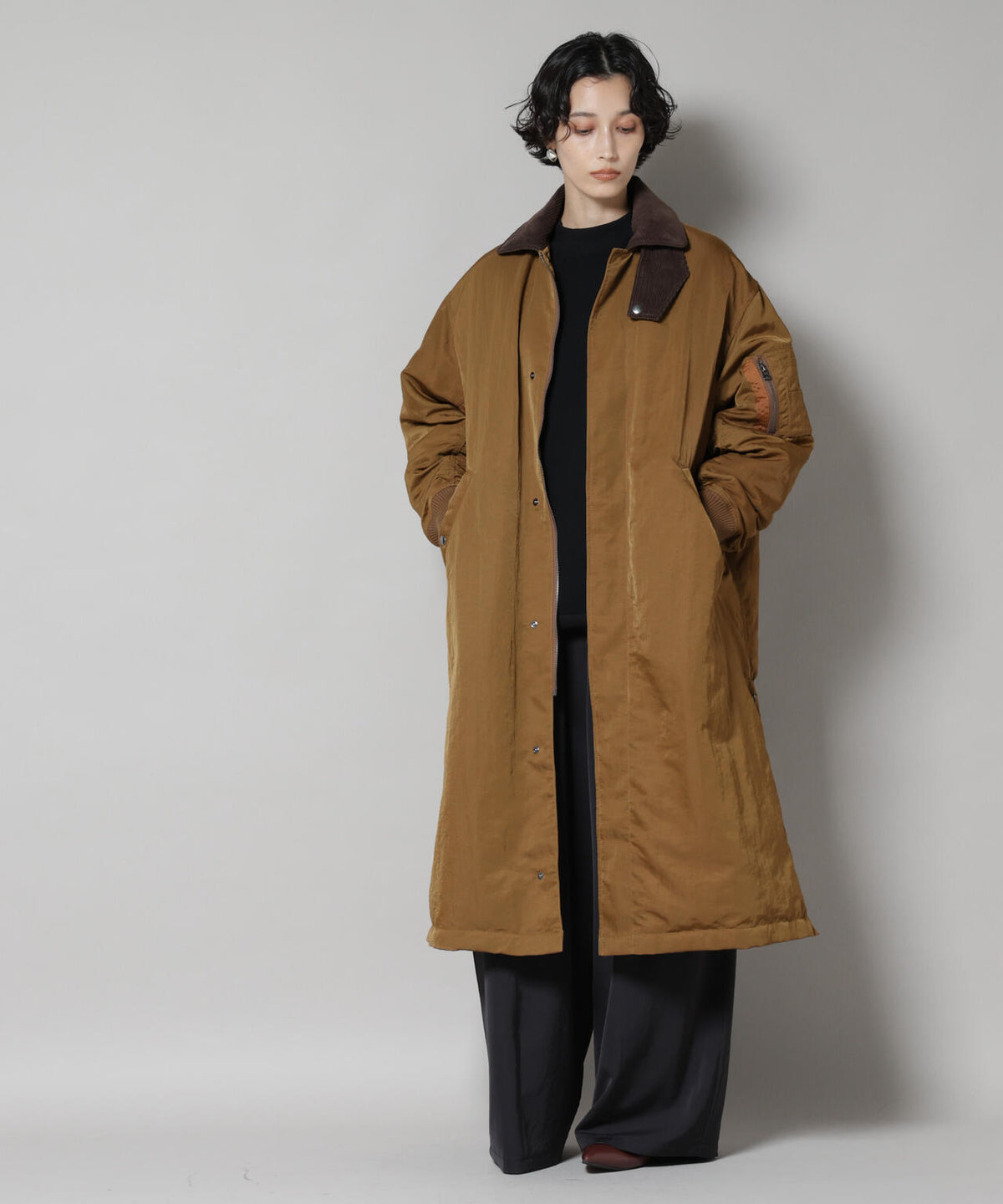 「STEVELOUR」「西川ダウン(R)」ミリタリーロングコート