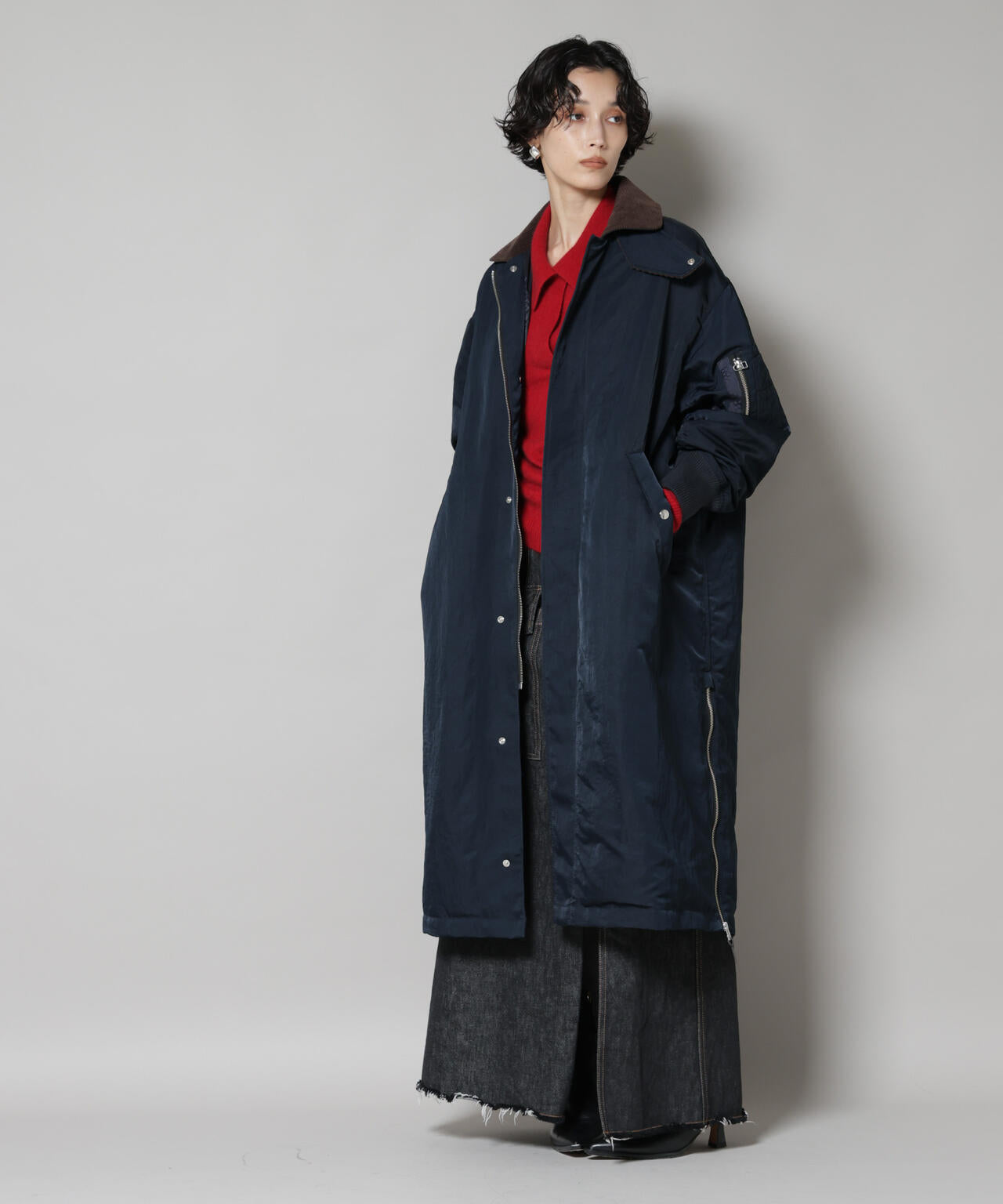 「STEVELOUR」「西川ダウン(R)」ミリタリーロングコート