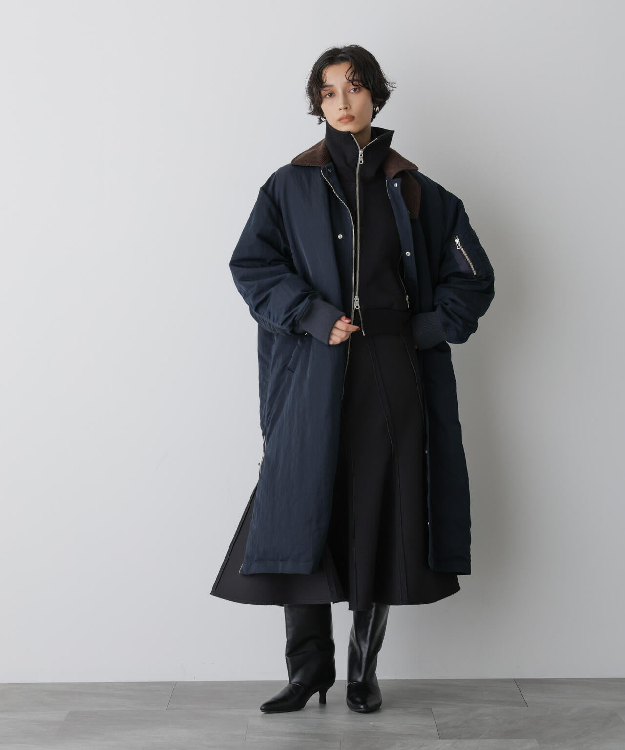 「STEVELOUR」「西川ダウン(R)」ミリタリーロングコート
