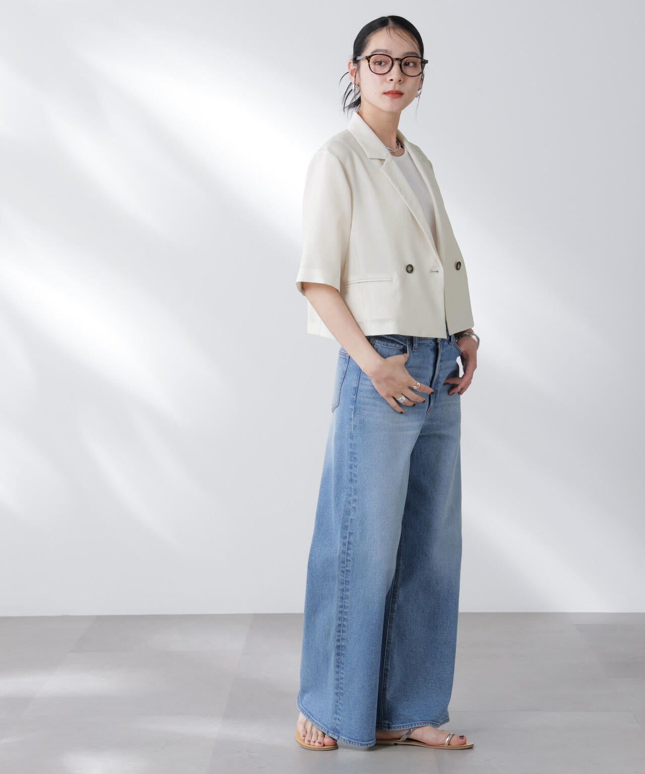 メランジドライ 半袖ショートダブルジャケット(セットアップ可)