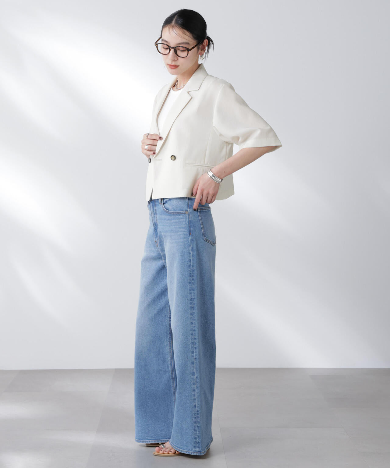 メランジドライ 半袖ショートダブルジャケット(セットアップ可)