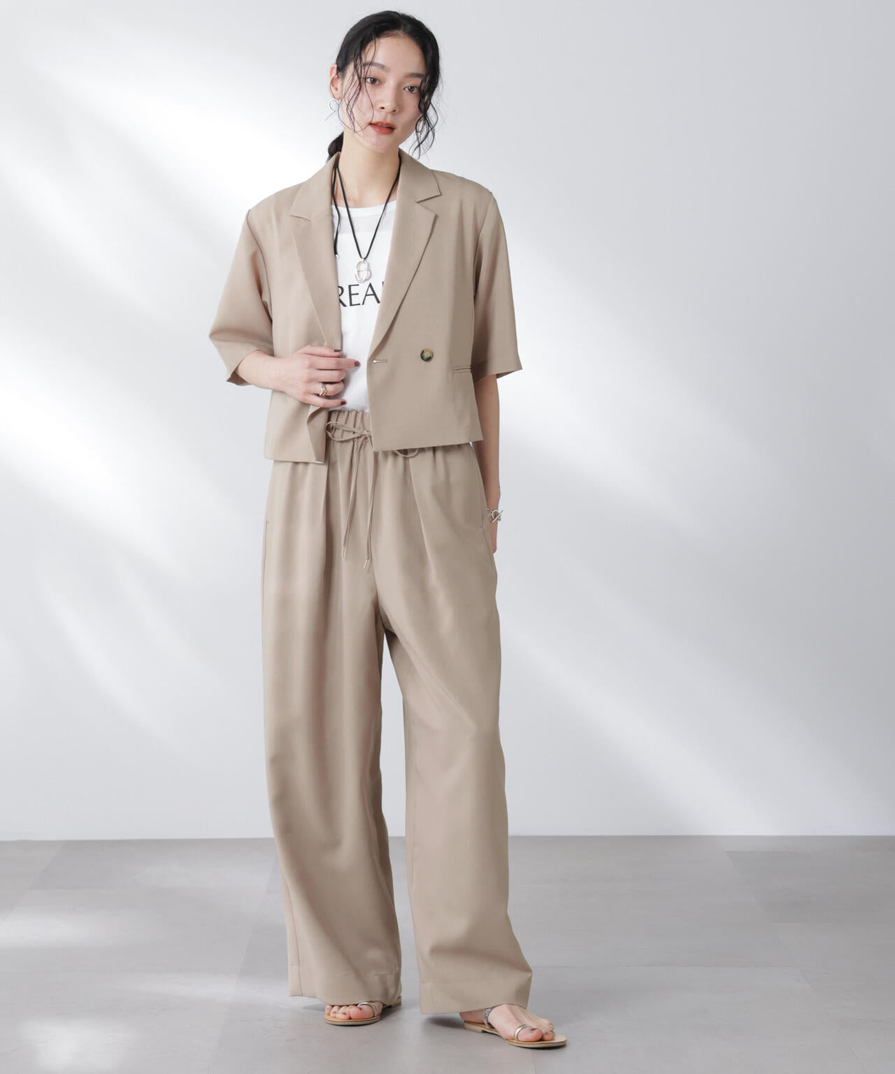 メランジドライ 半袖ショートダブルジャケット(セットアップ可)