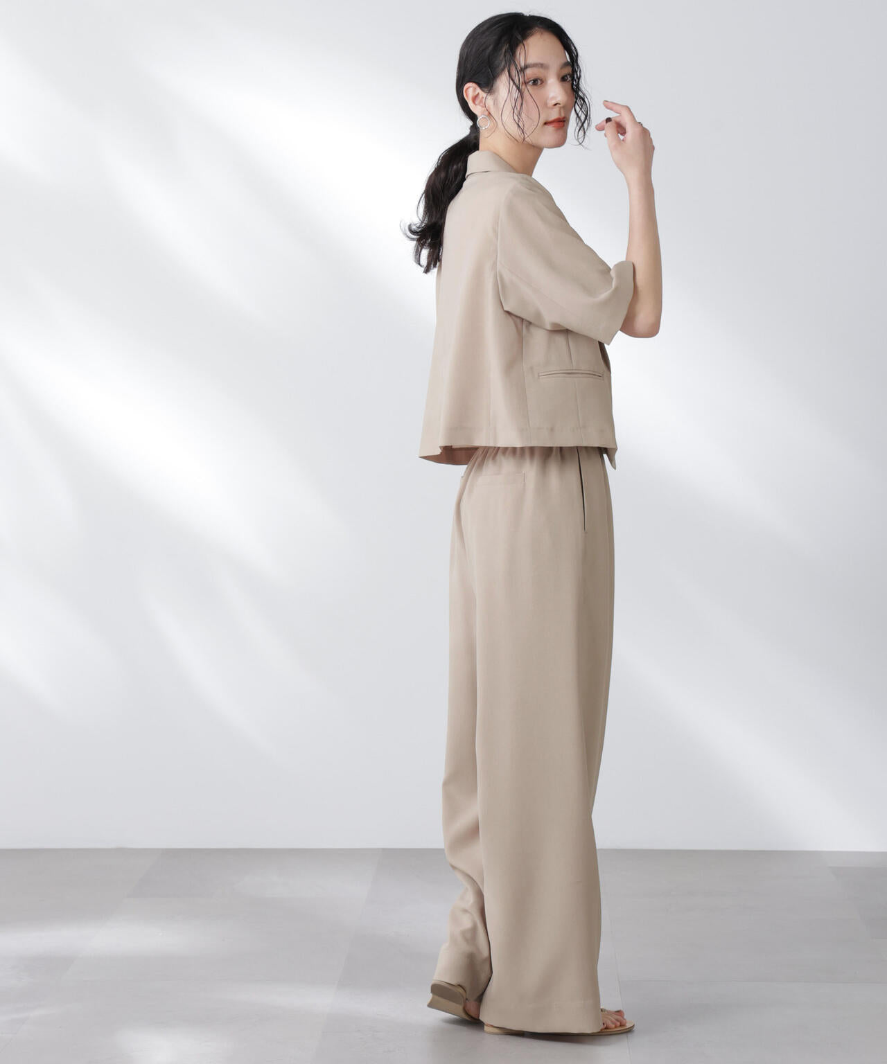 メランジドライ 半袖ショートダブルジャケット(セットアップ可)