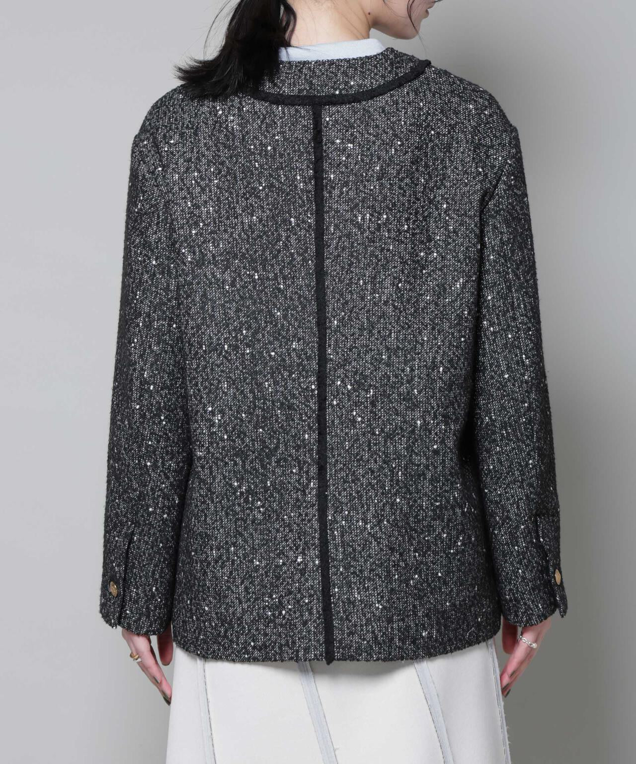 ネップツイードノーカラージャケット