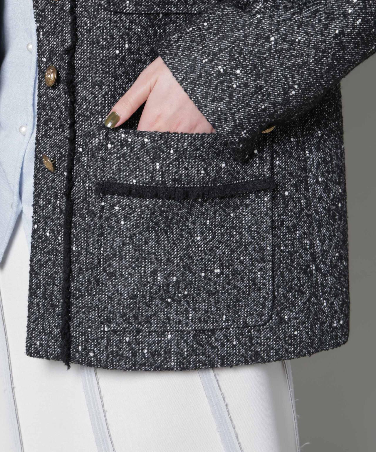 ネップツイードノーカラージャケット