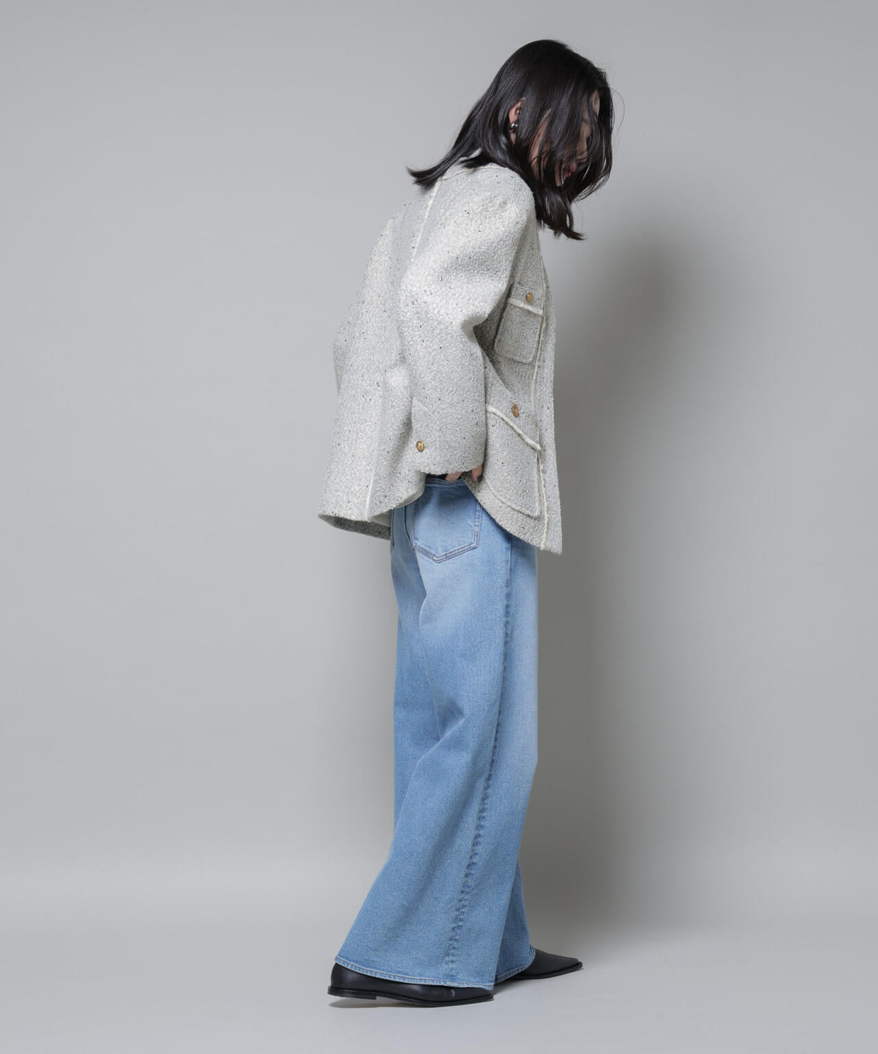 ネップツイードノーカラージャケット