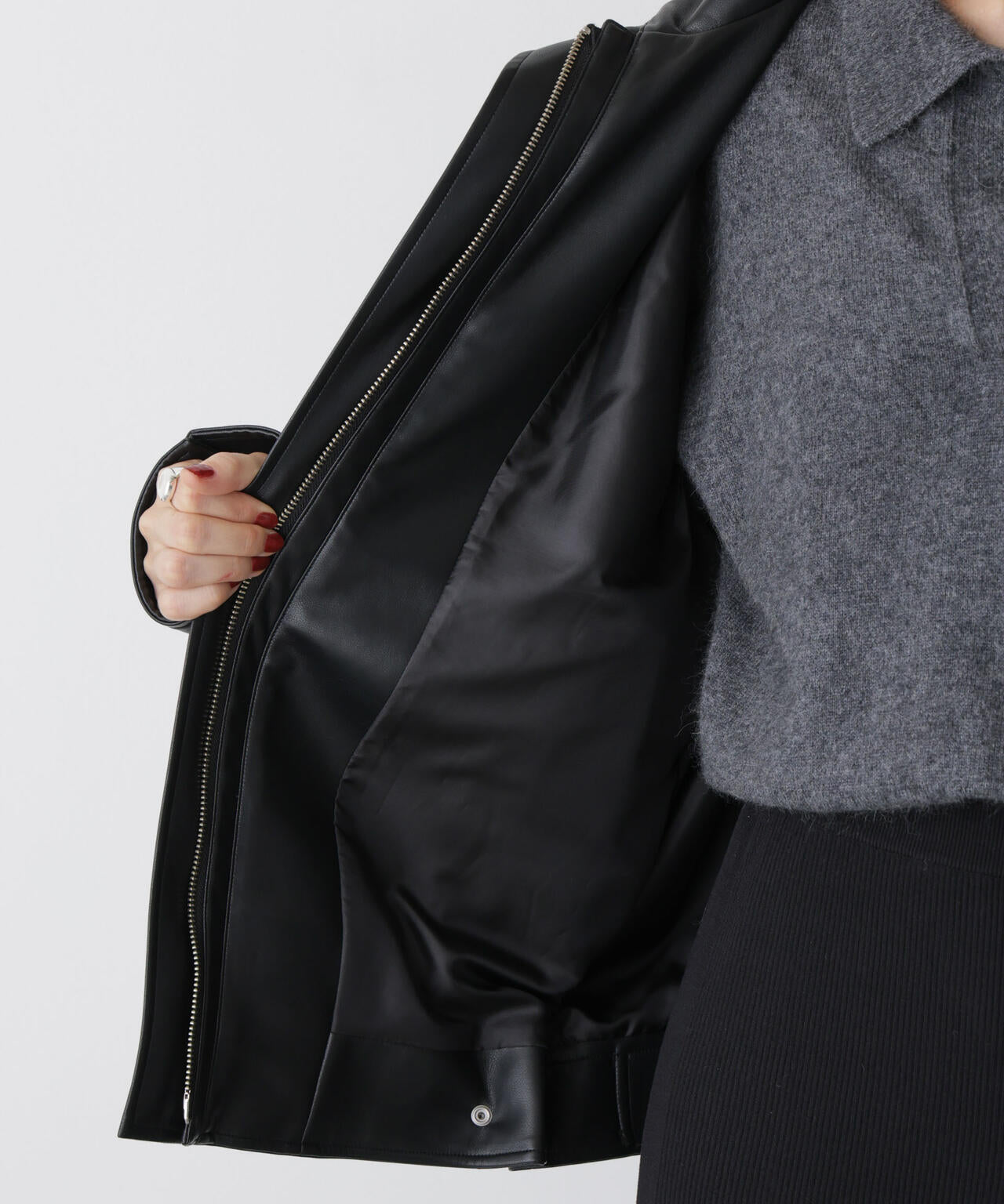 「STEVELOUR」スタンドフェイクレザージップブルゾン