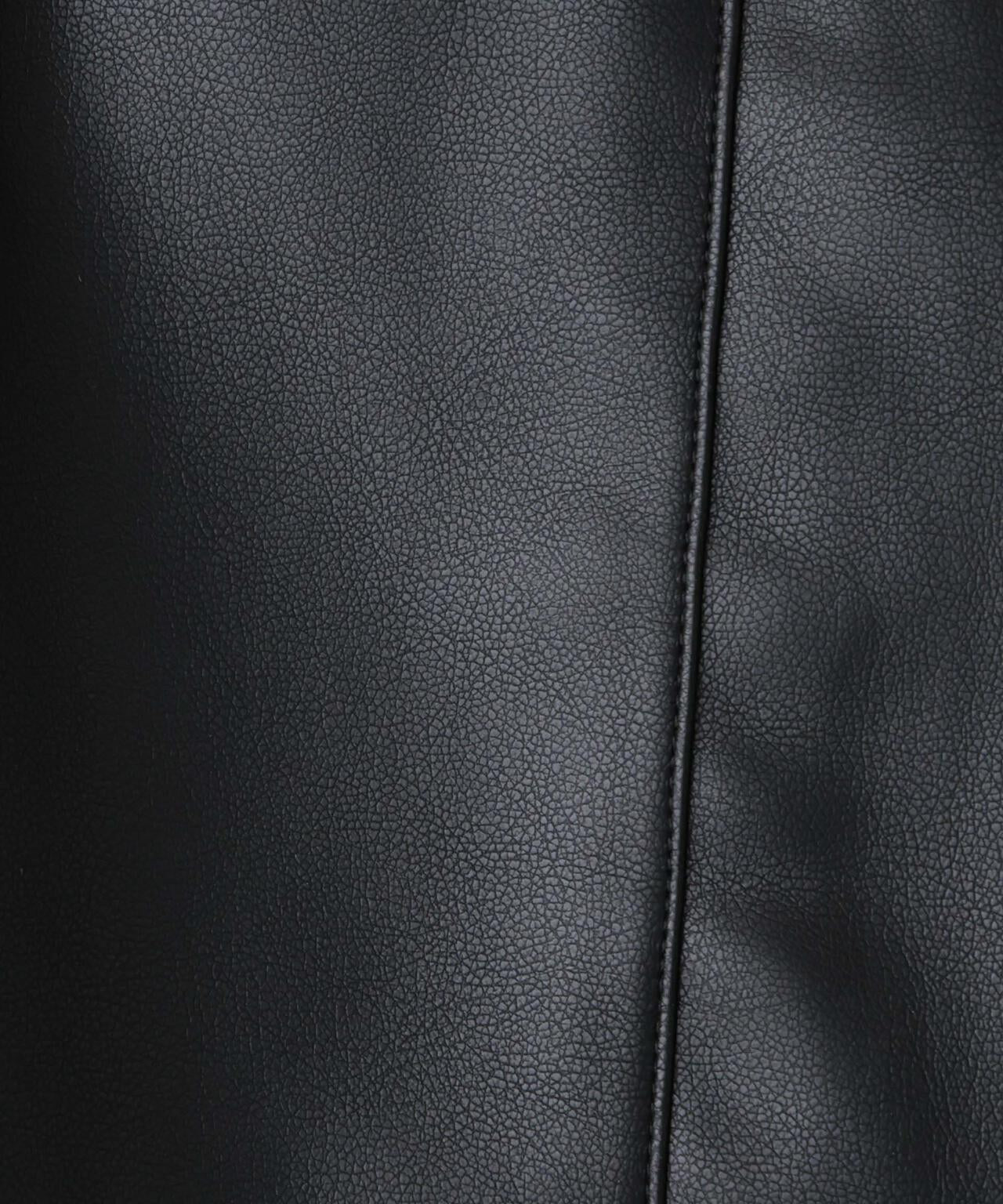 「STEVELOUR」スタンドフェイクレザージップブルゾン