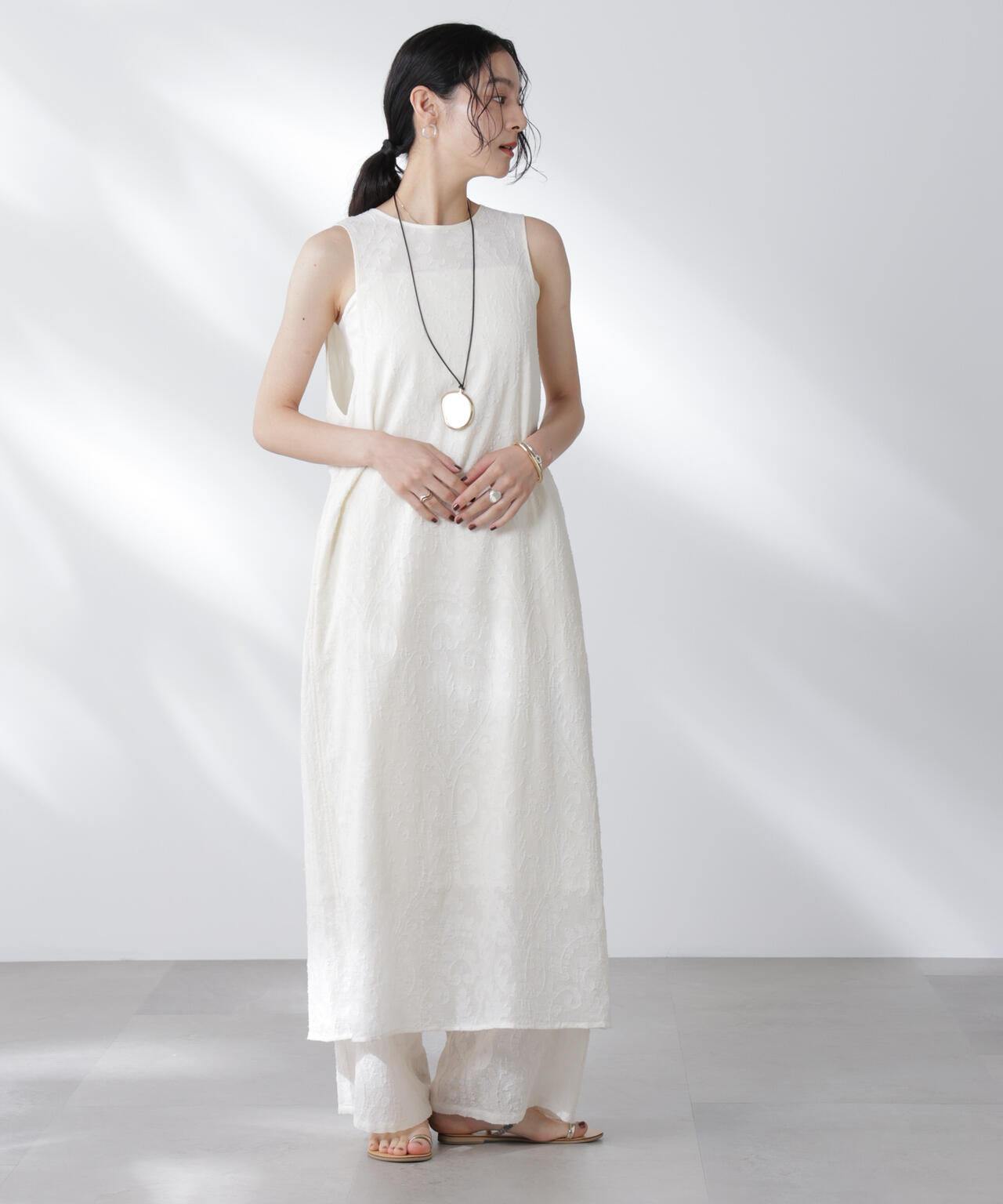 made in india カットワークジャカードワンピース(セットアップ可)