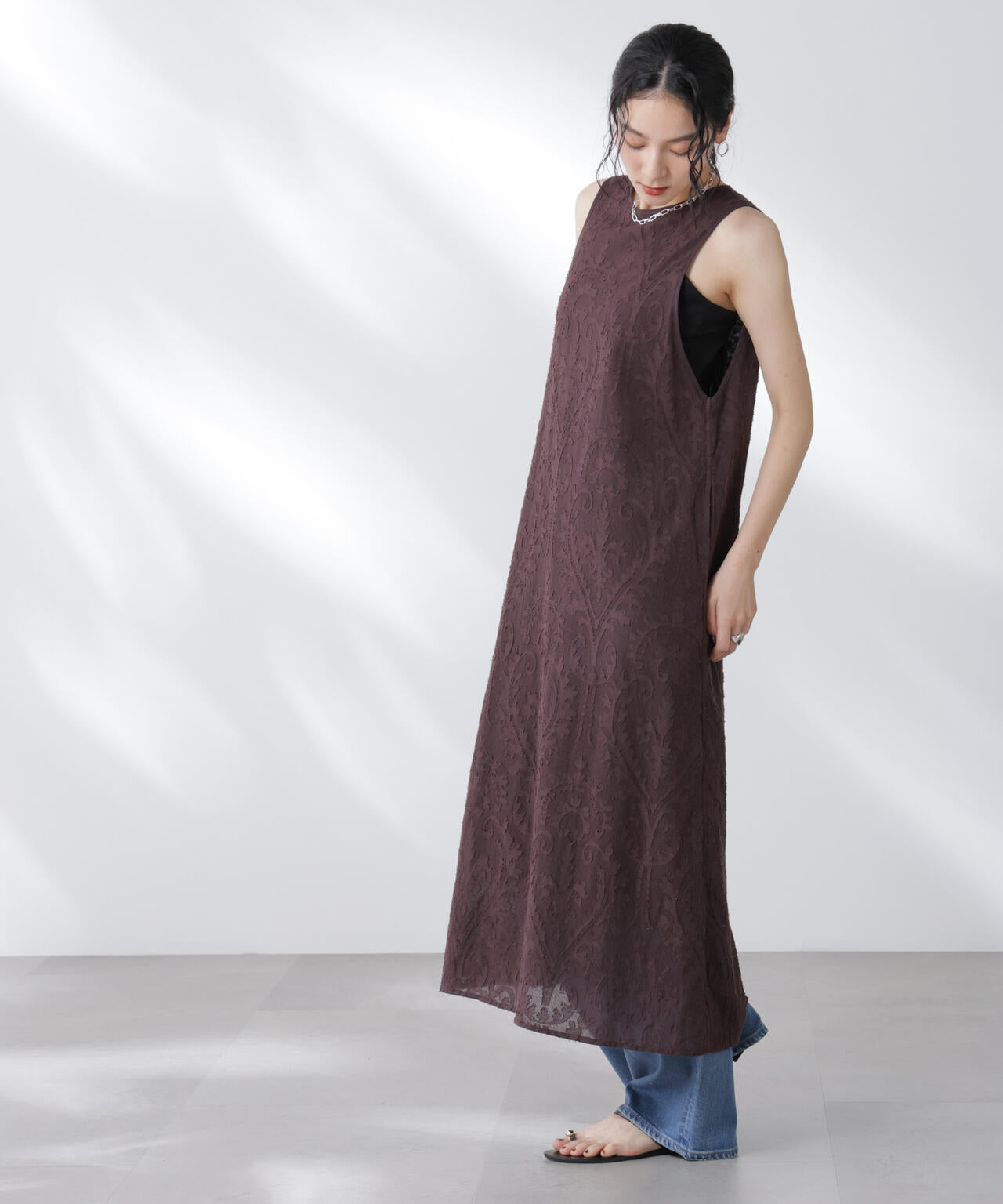 made in india カットワークジャカードワンピース(セットアップ可)