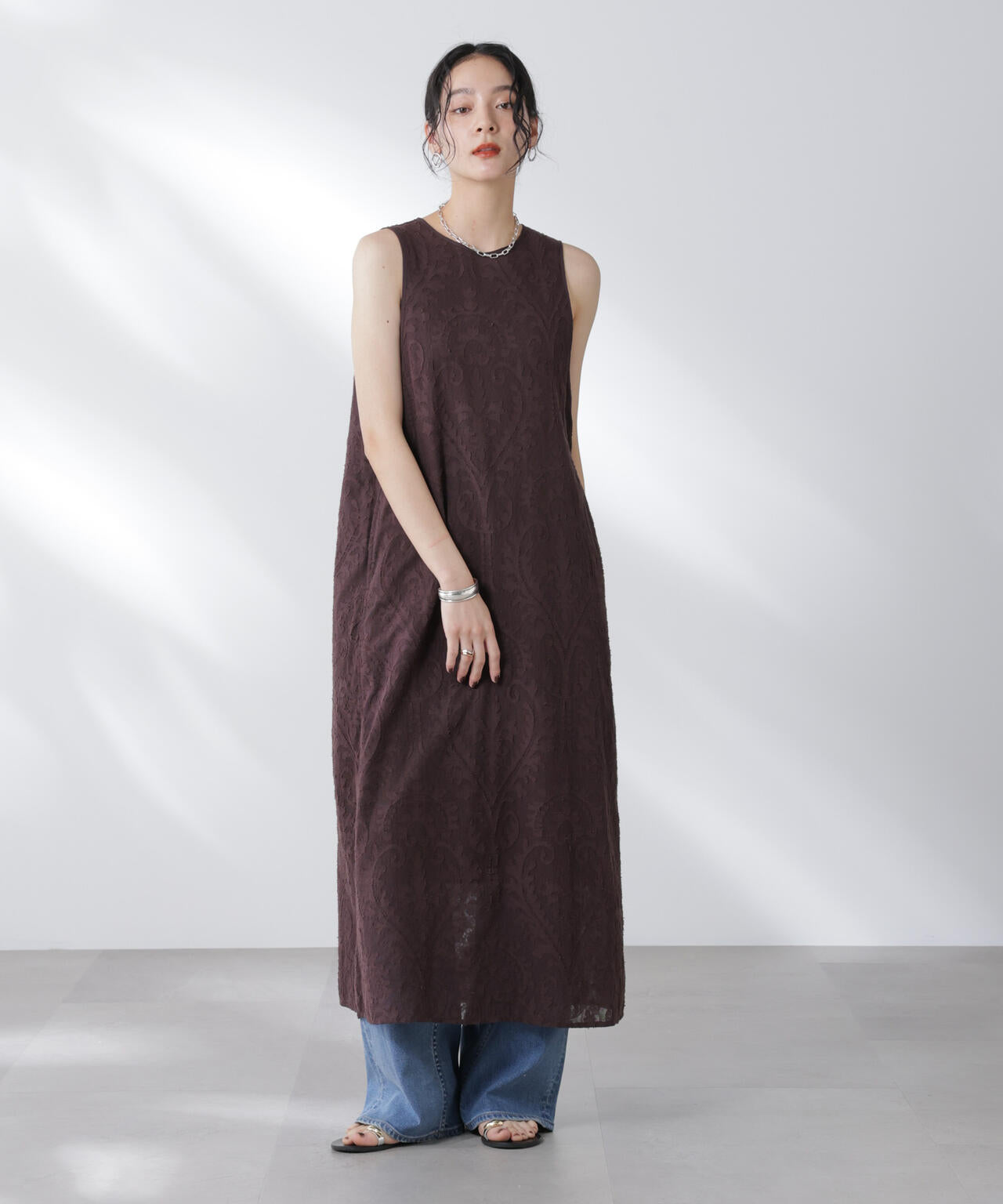 made in india カットワークジャカードワンピース(セットアップ可)