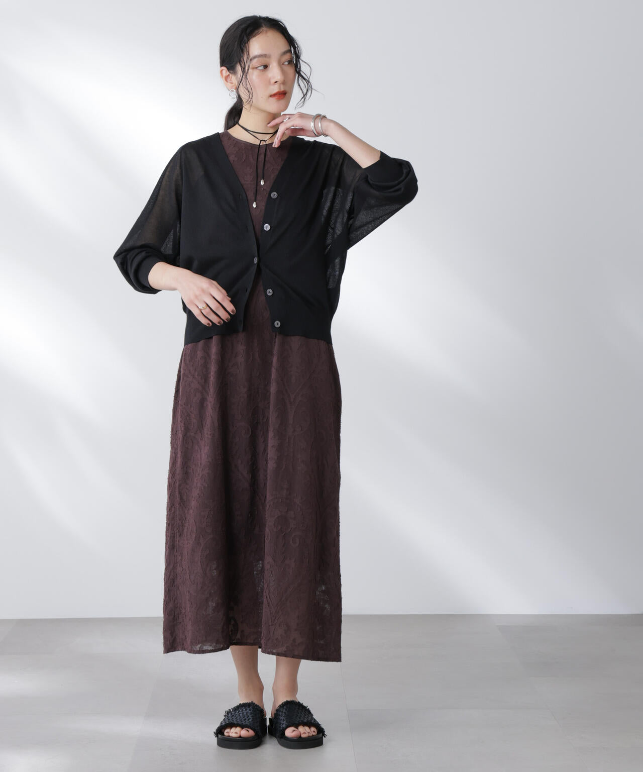 made in india カットワークジャカードワンピース(セットアップ可)