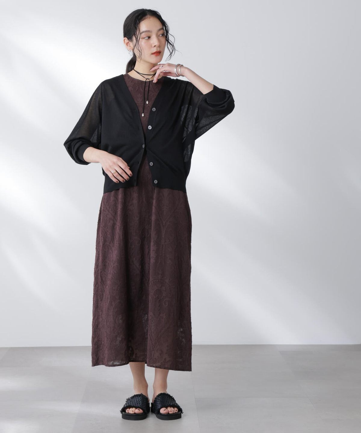 made in india カットワークジャカードワンピース(セットアップ可)
