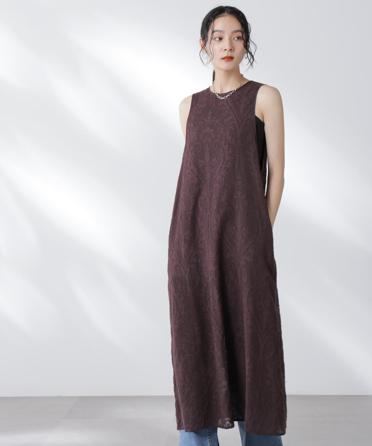 made in india カットワークジャカードワンピース(セットアップ可)