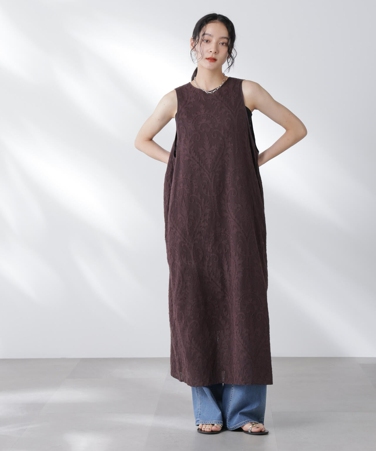 made in india カットワークジャカードワンピース(セットアップ可)