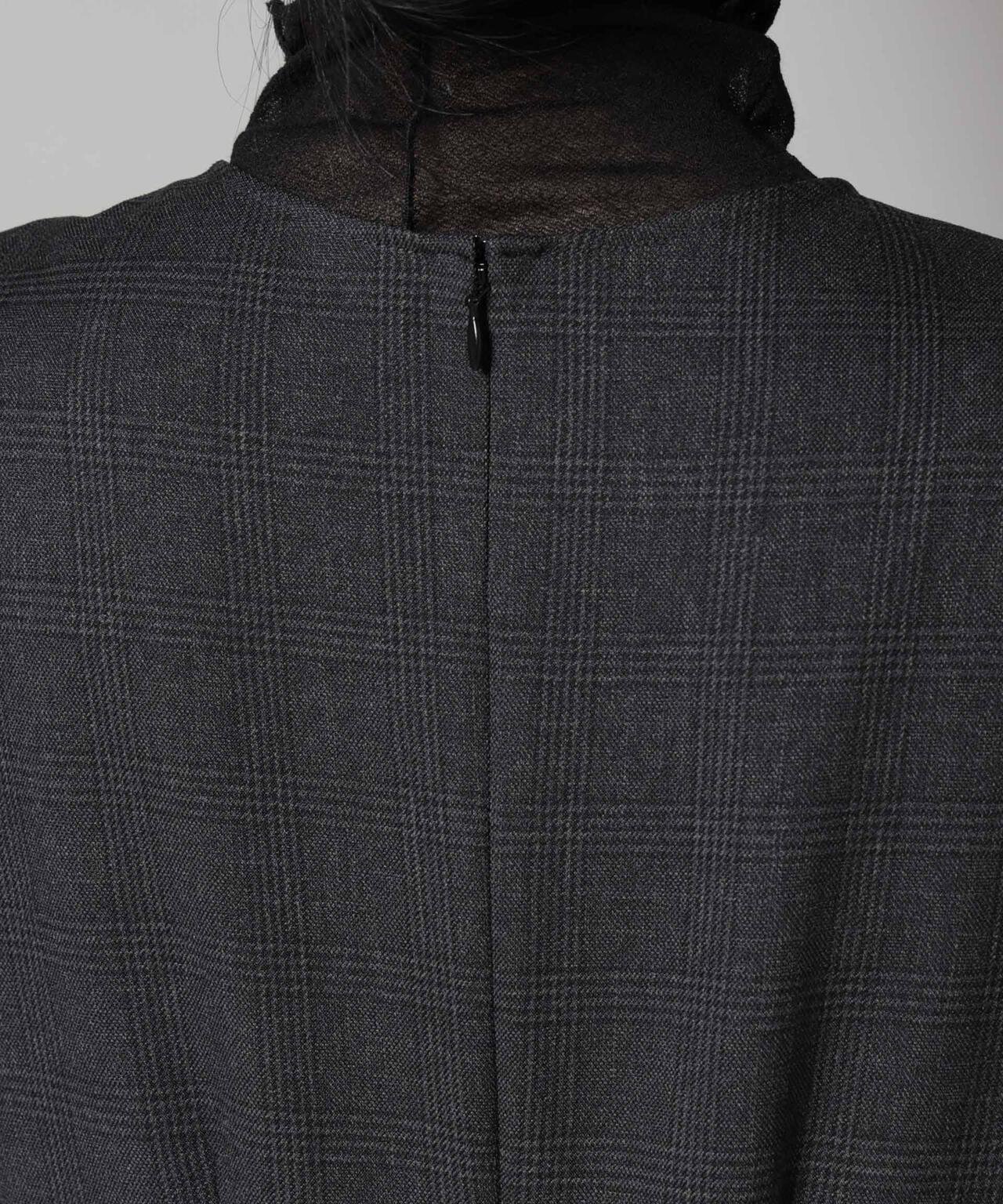 ストレッチサージチェックVネックワンピース(セットアップ可)