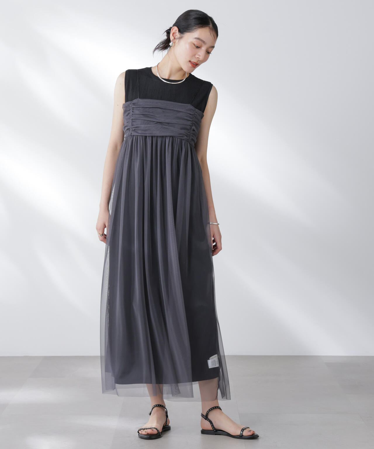 チュールキャミ×カットワンピースセット