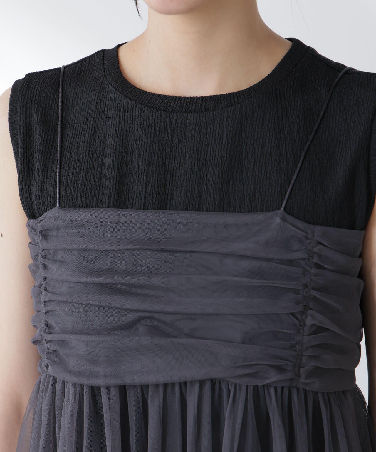 チュールキャミ×カットワンピースセット