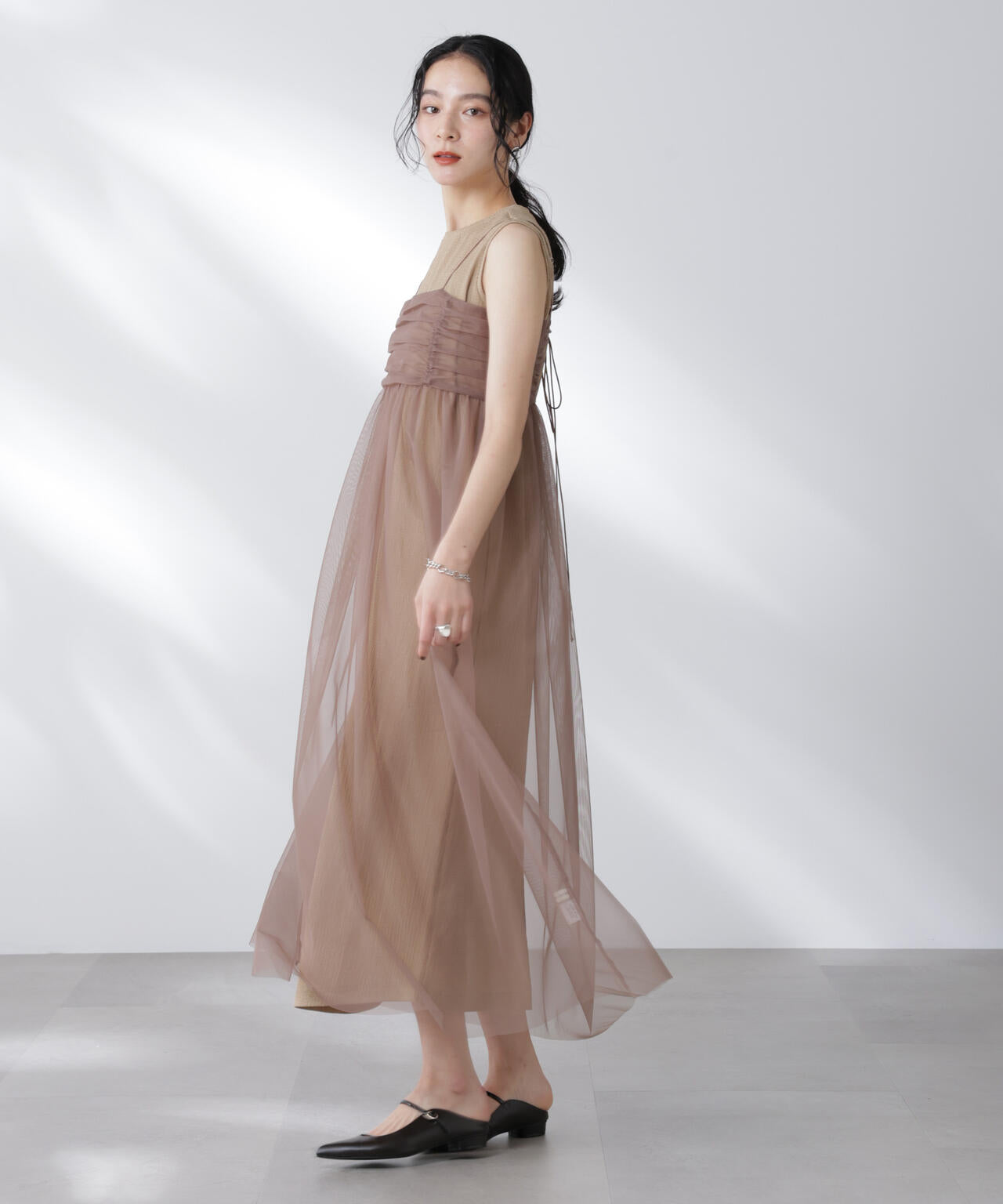 チュールキャミ×カットワンピースセット