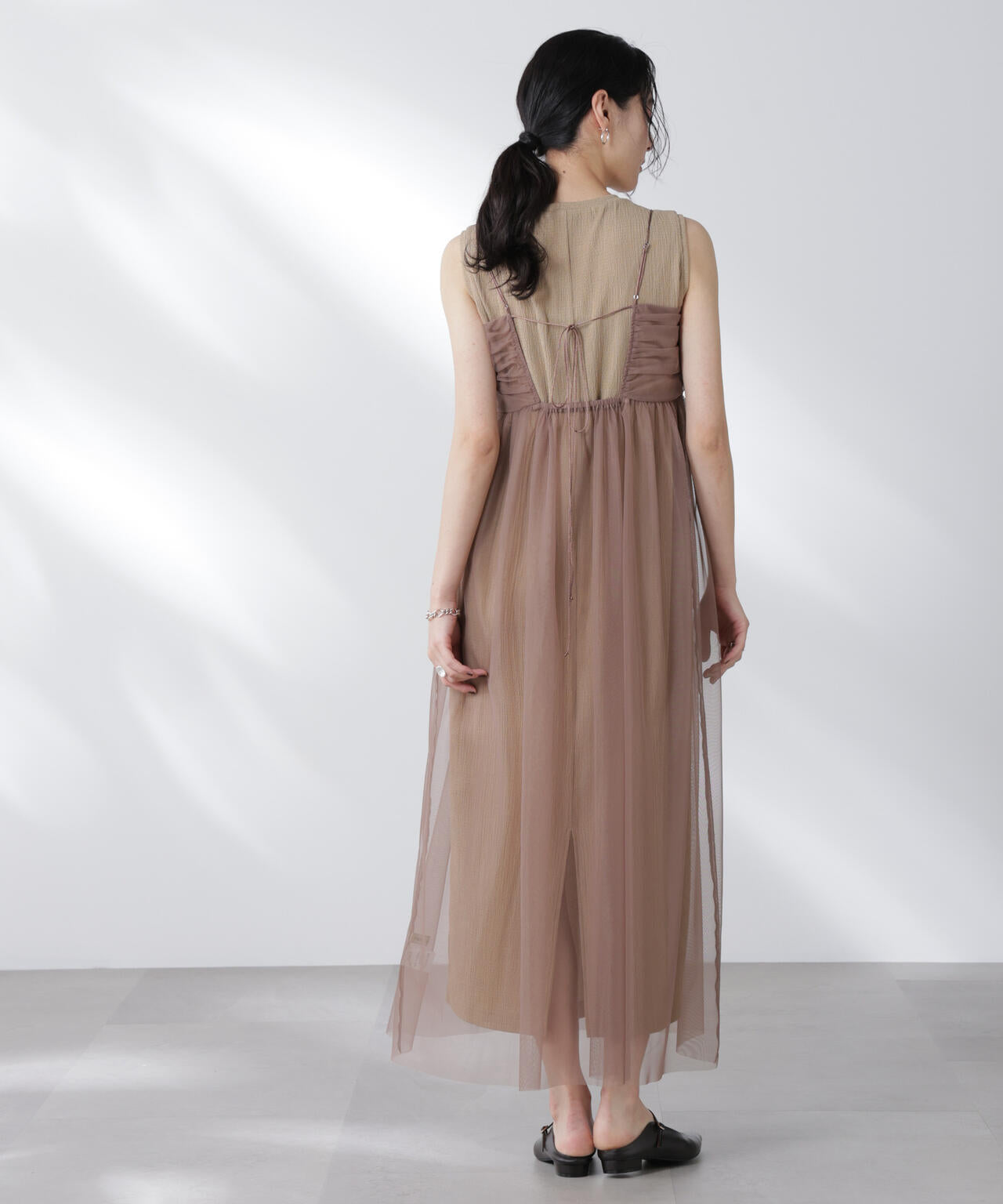 チュールキャミ×カットワンピースセット